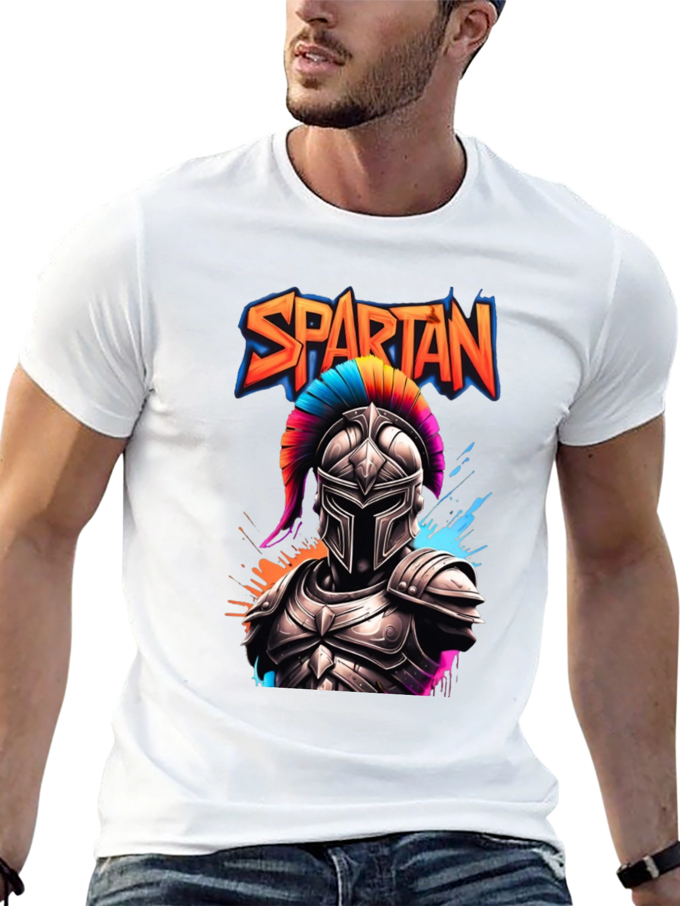Black Spartan Warrior Graphic T-Shirt view 13