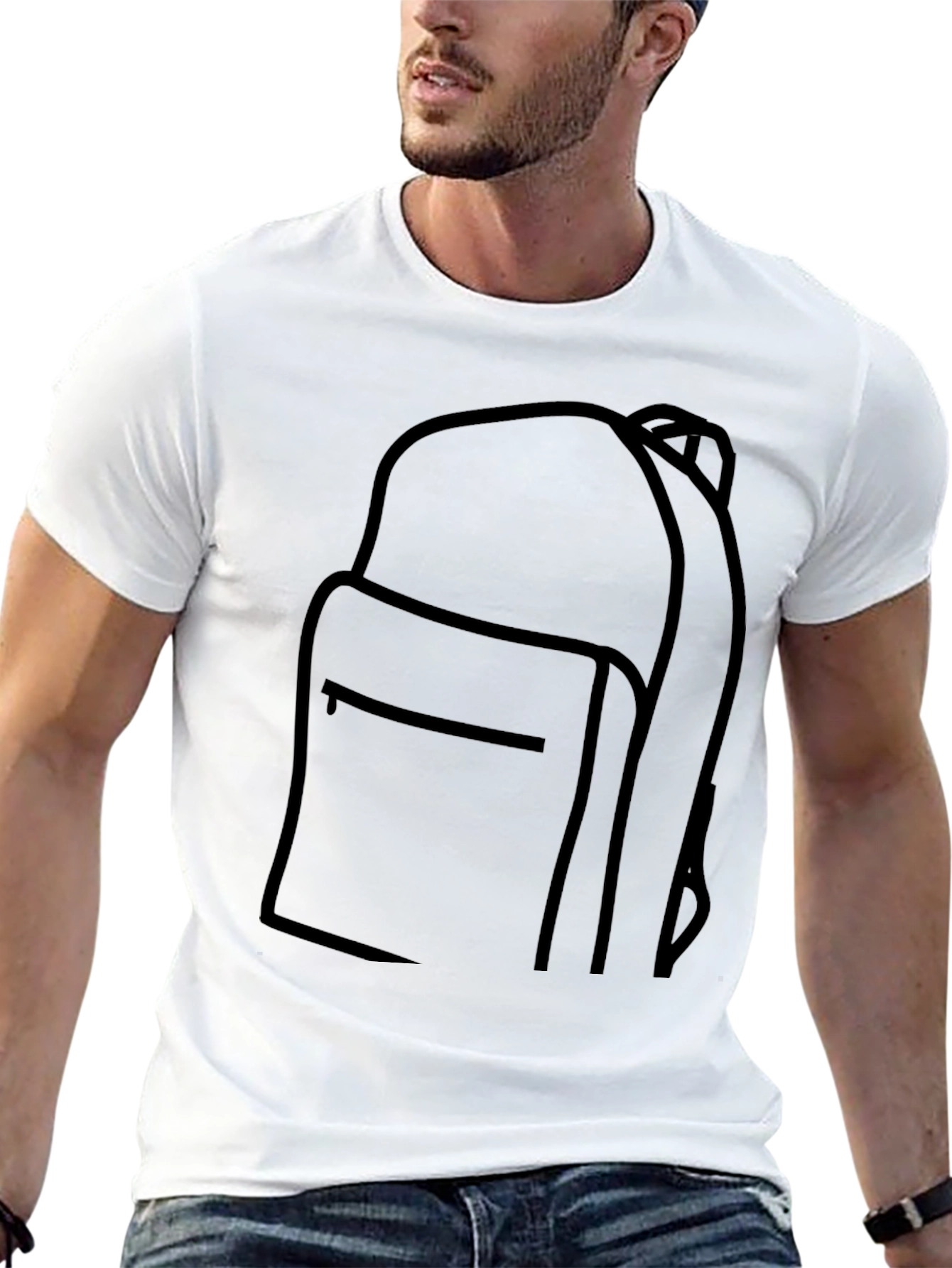 Black Backpack Graphic Tee - Casual Black T-Shirt view 13