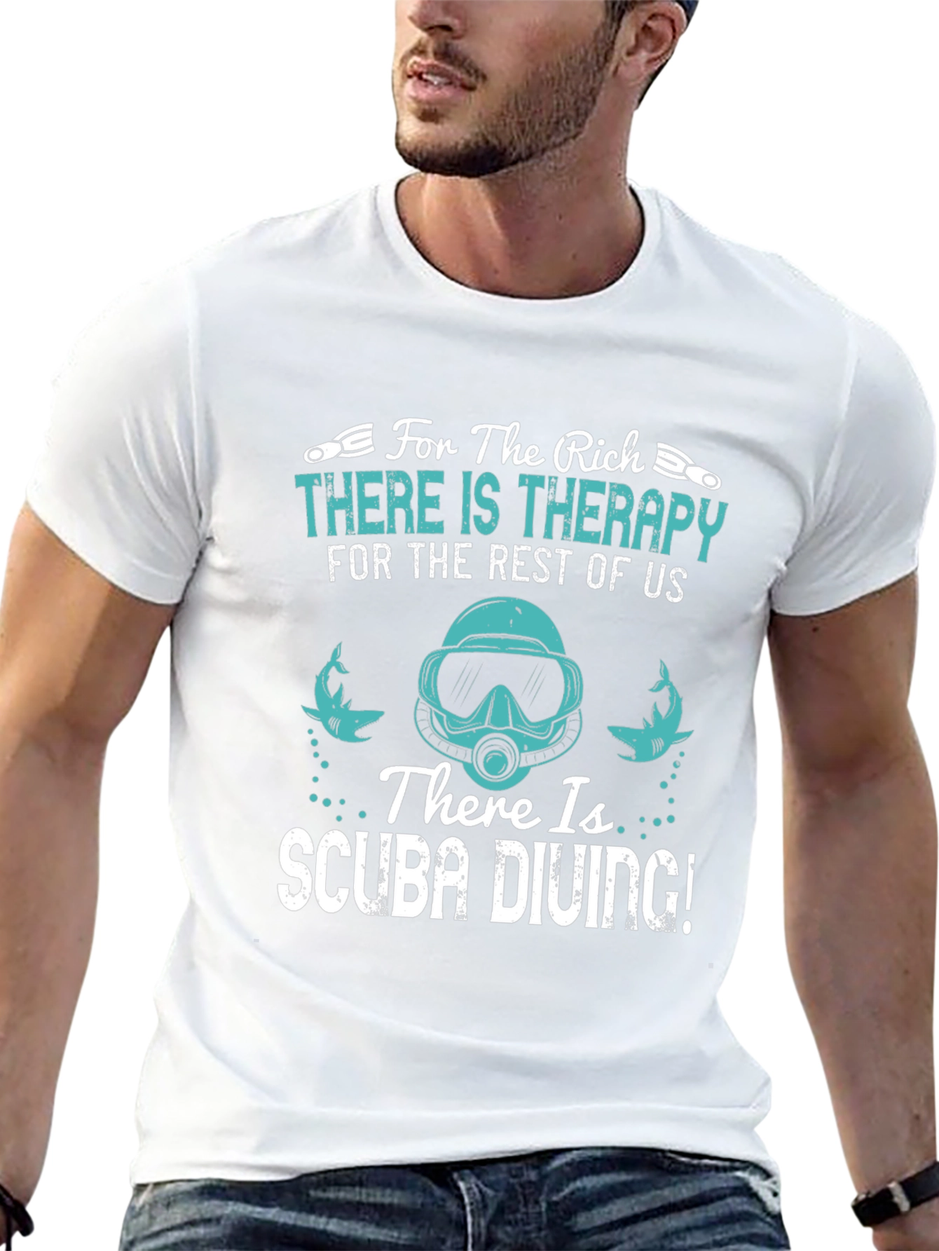 Black Funny Scuba Diving T-Shirt: Therapy Alternative view 13