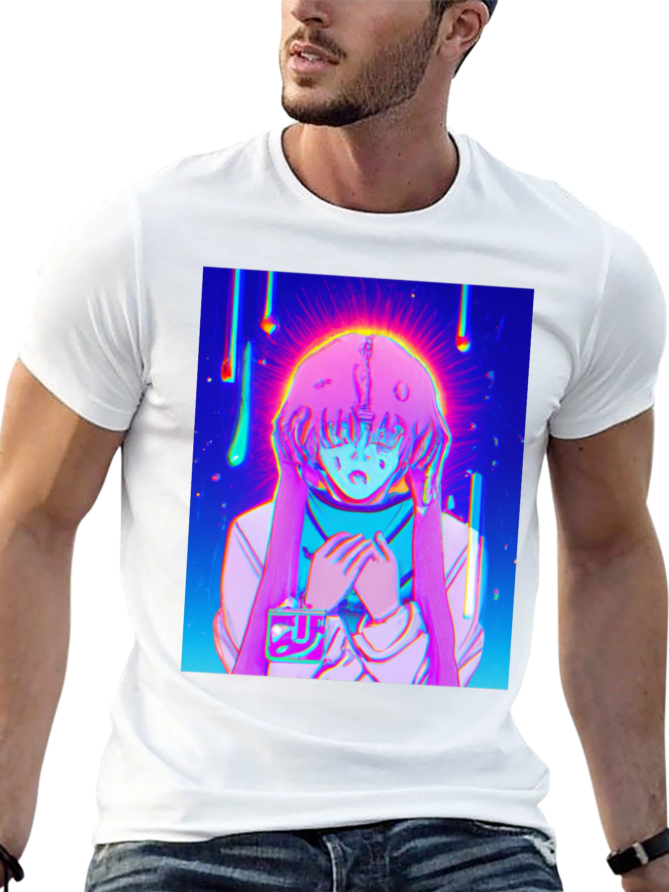 Black Anime Girl Graphic T-Shirt - Vivid Black Tee view 13