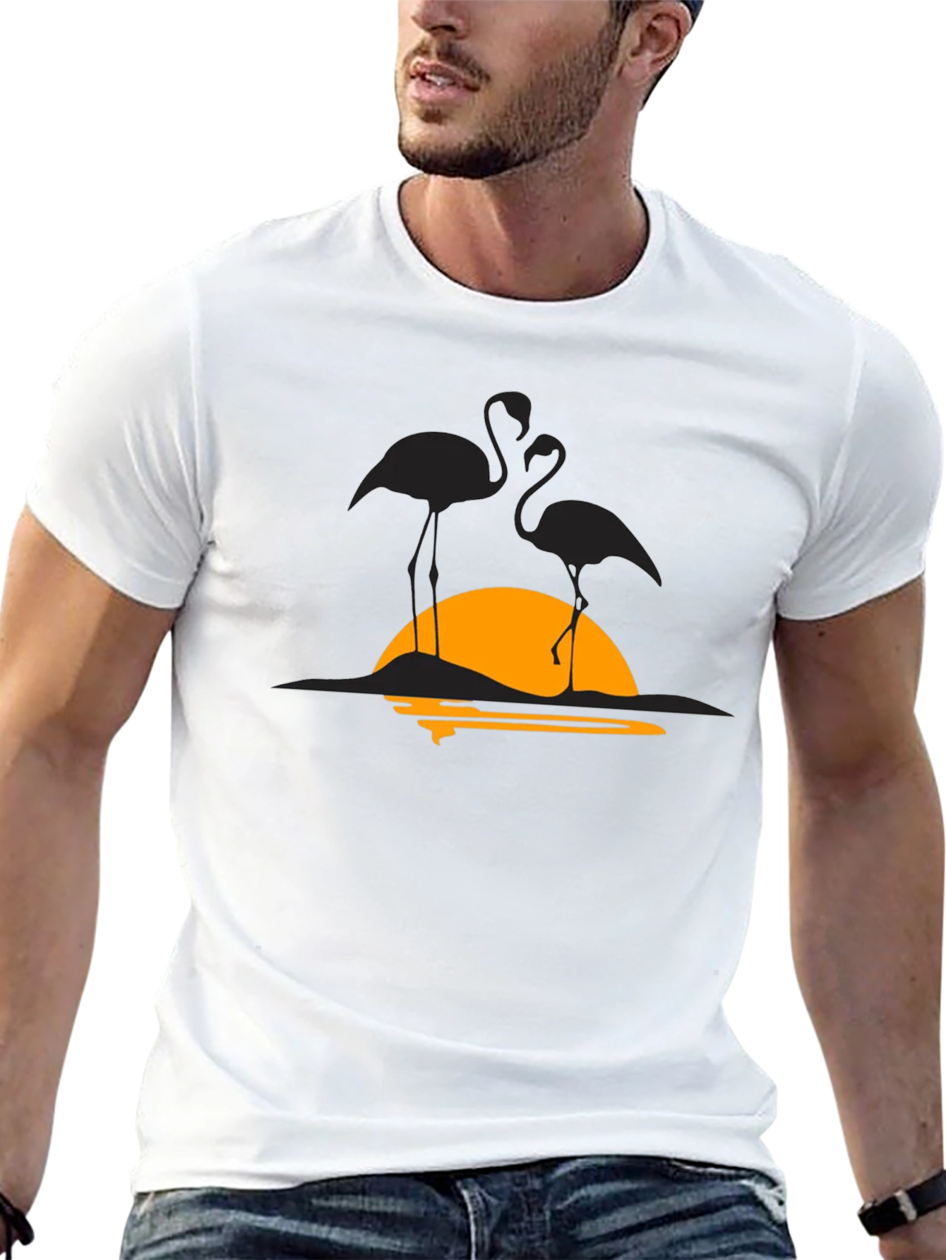 Black Flamingo Sunset Graphic Tee - Black view 13