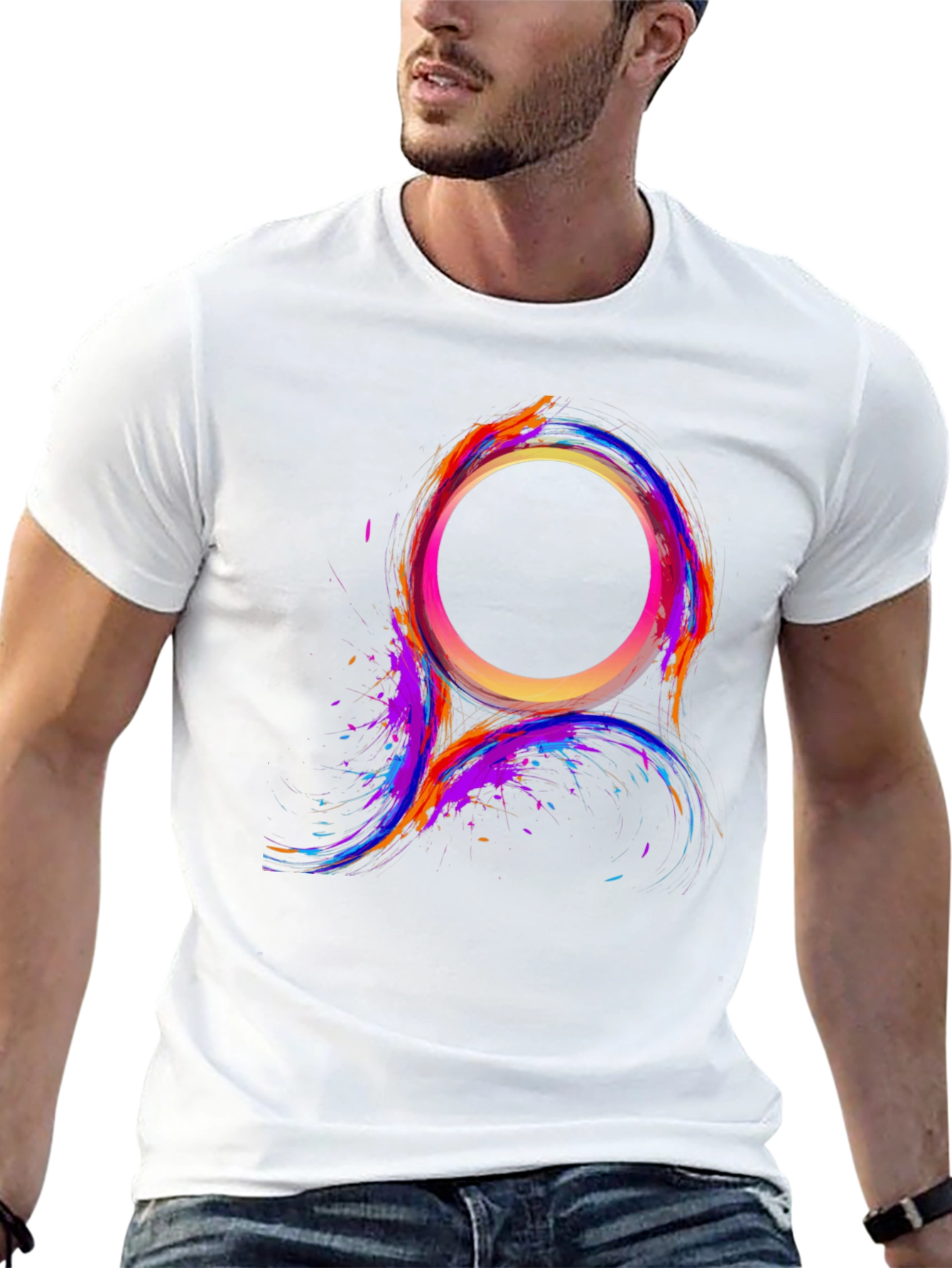 Black Abstract Color Burst Circle T-Shirt view 13