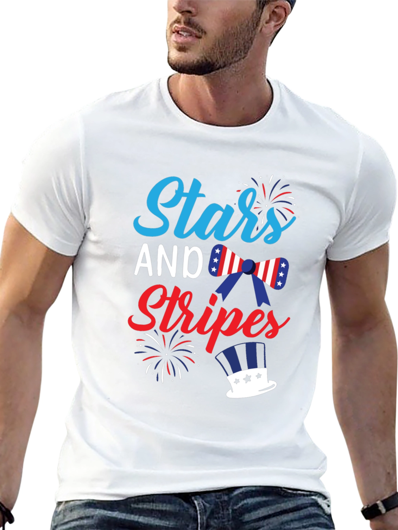 Black Stars and Stripes Patriotic Graphic T-Shirt view 13