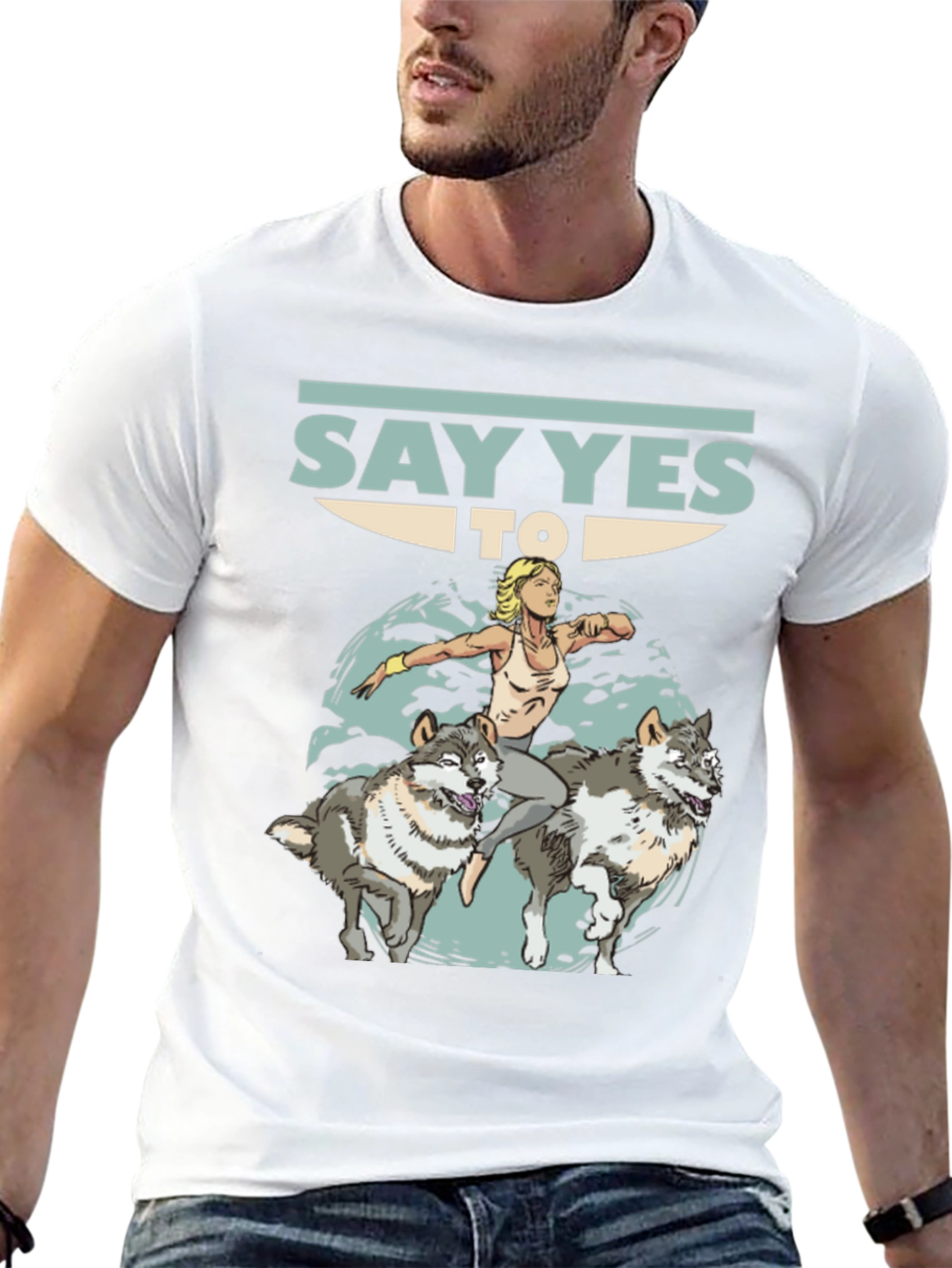 Black Say Yes To Wolves Graphic Tee - Unisex Black T-Shirt view 13