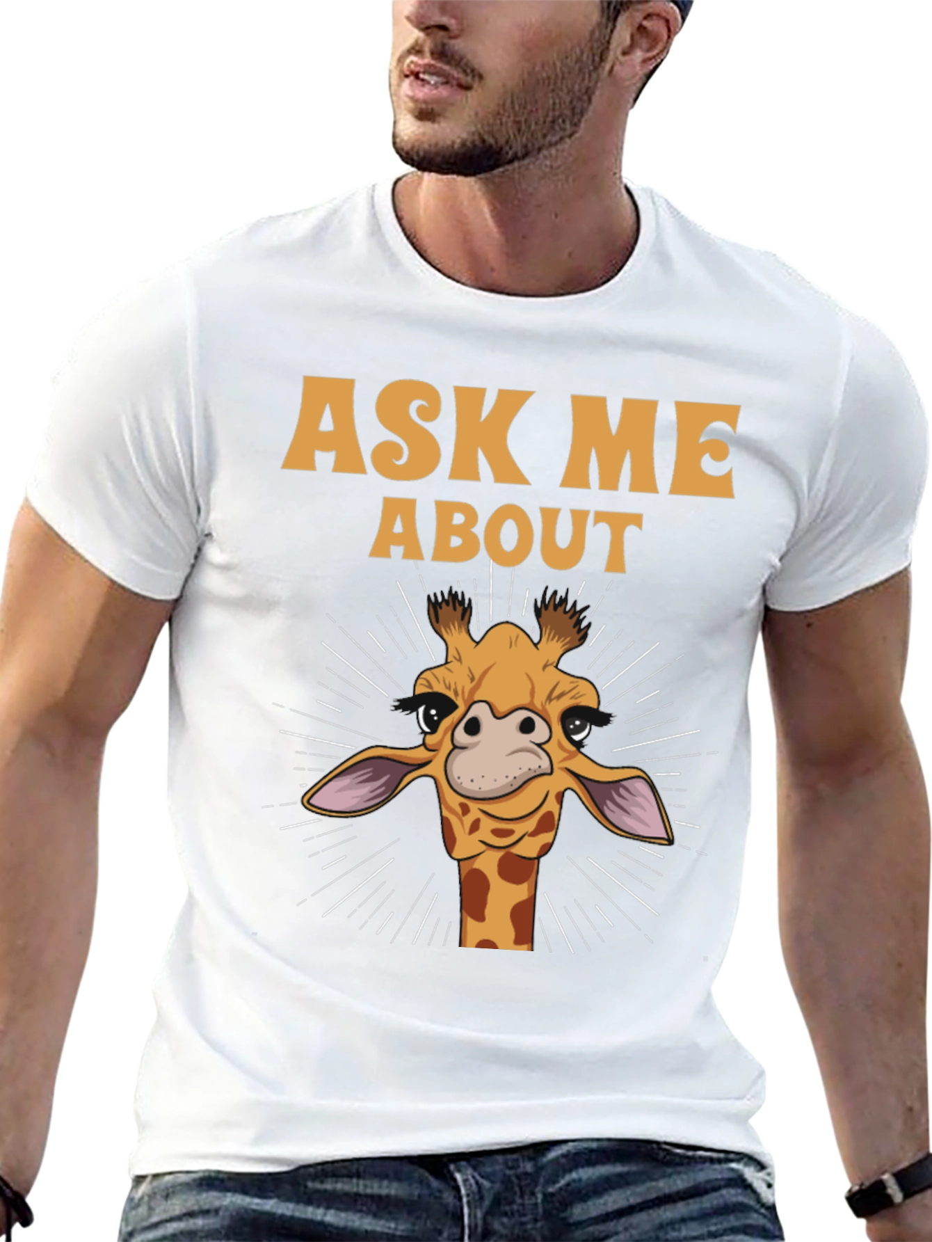 Black Funny Giraffe Ask Me About T-Shirt view 13