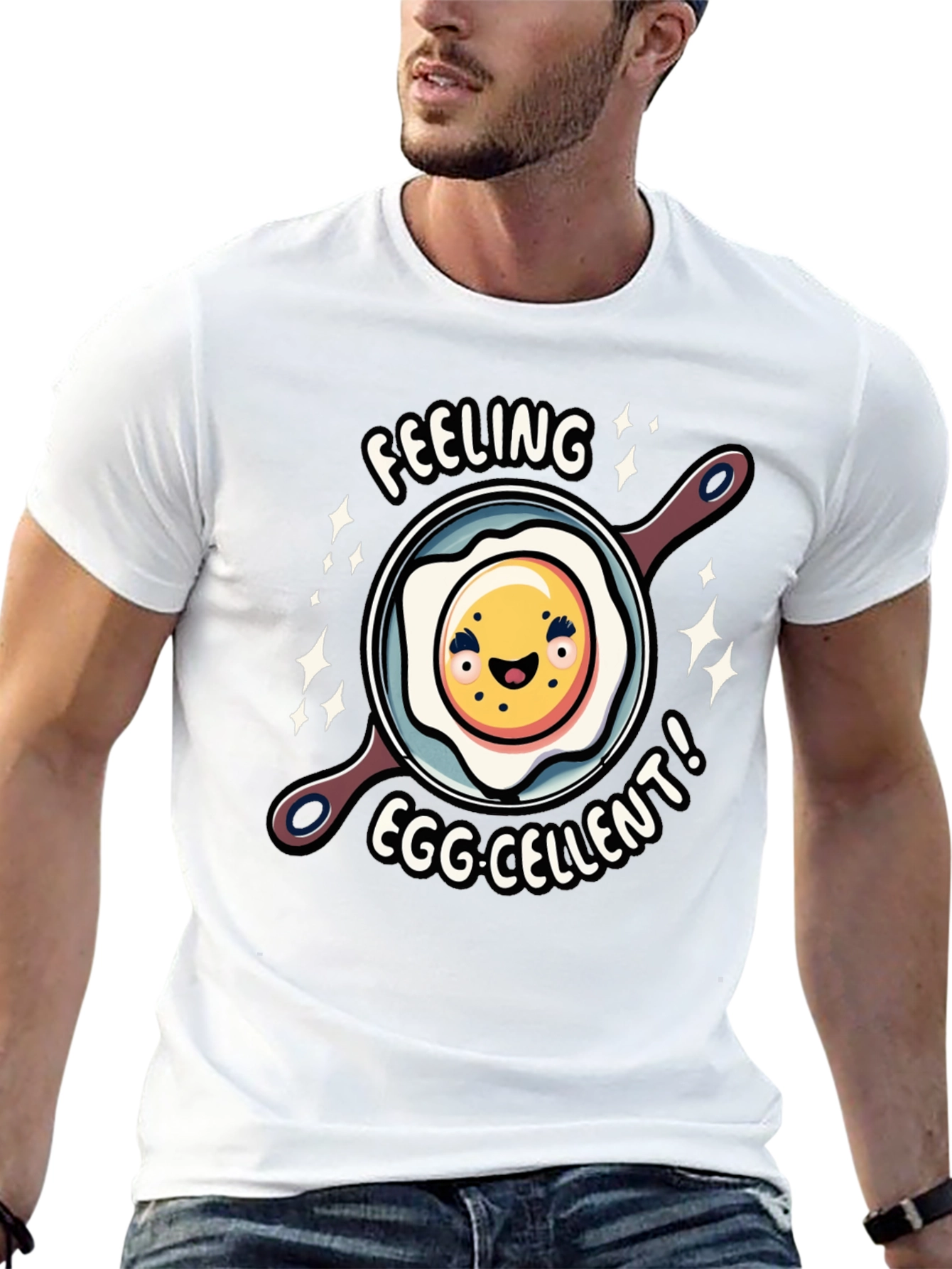 Black Feeling Egg-cellent Graphic Tee - Funny Food Shirt view 13
