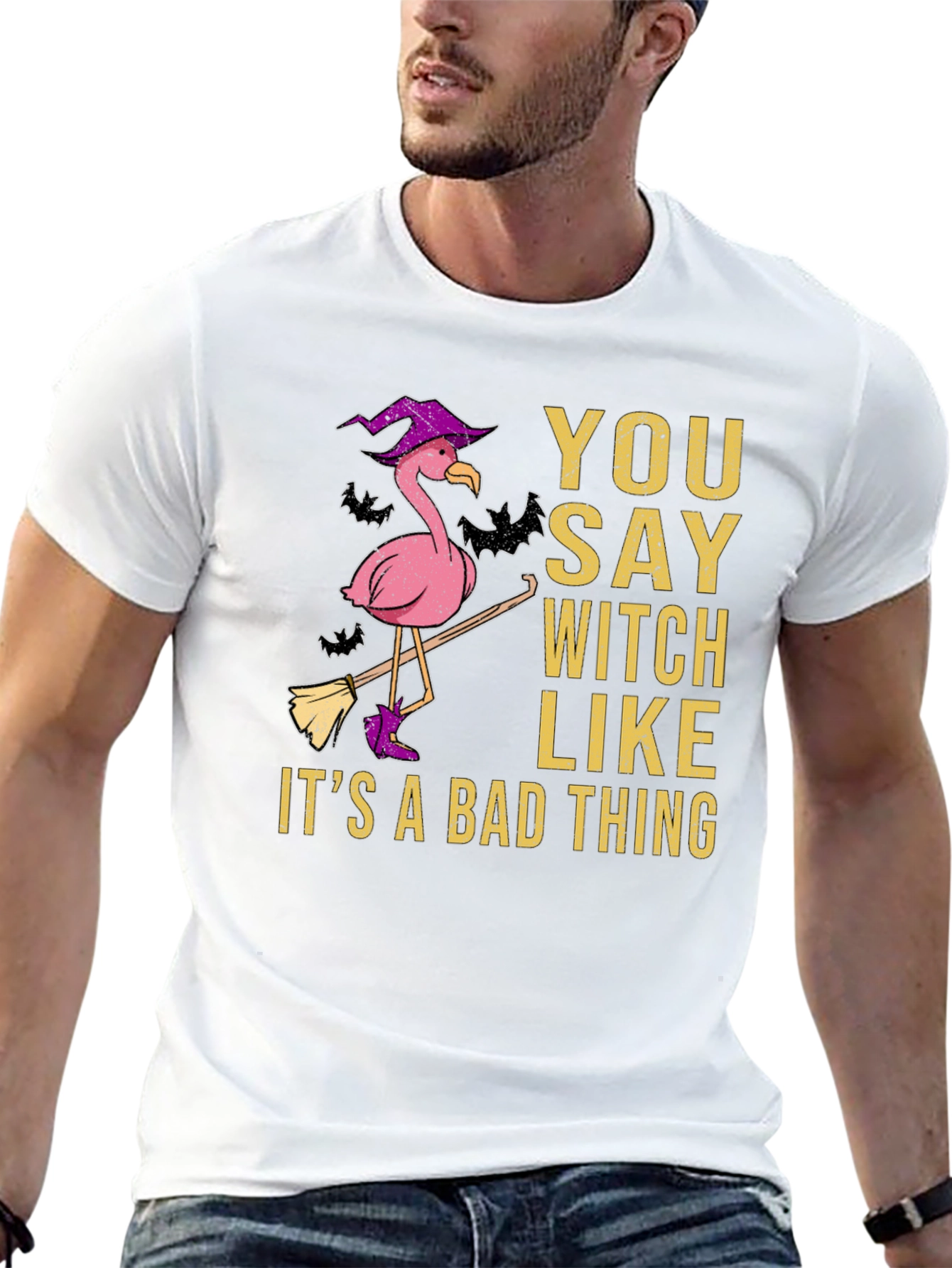 Black You Say Witch Like It's A Bad Thing Flamingo T-Shirt view 13