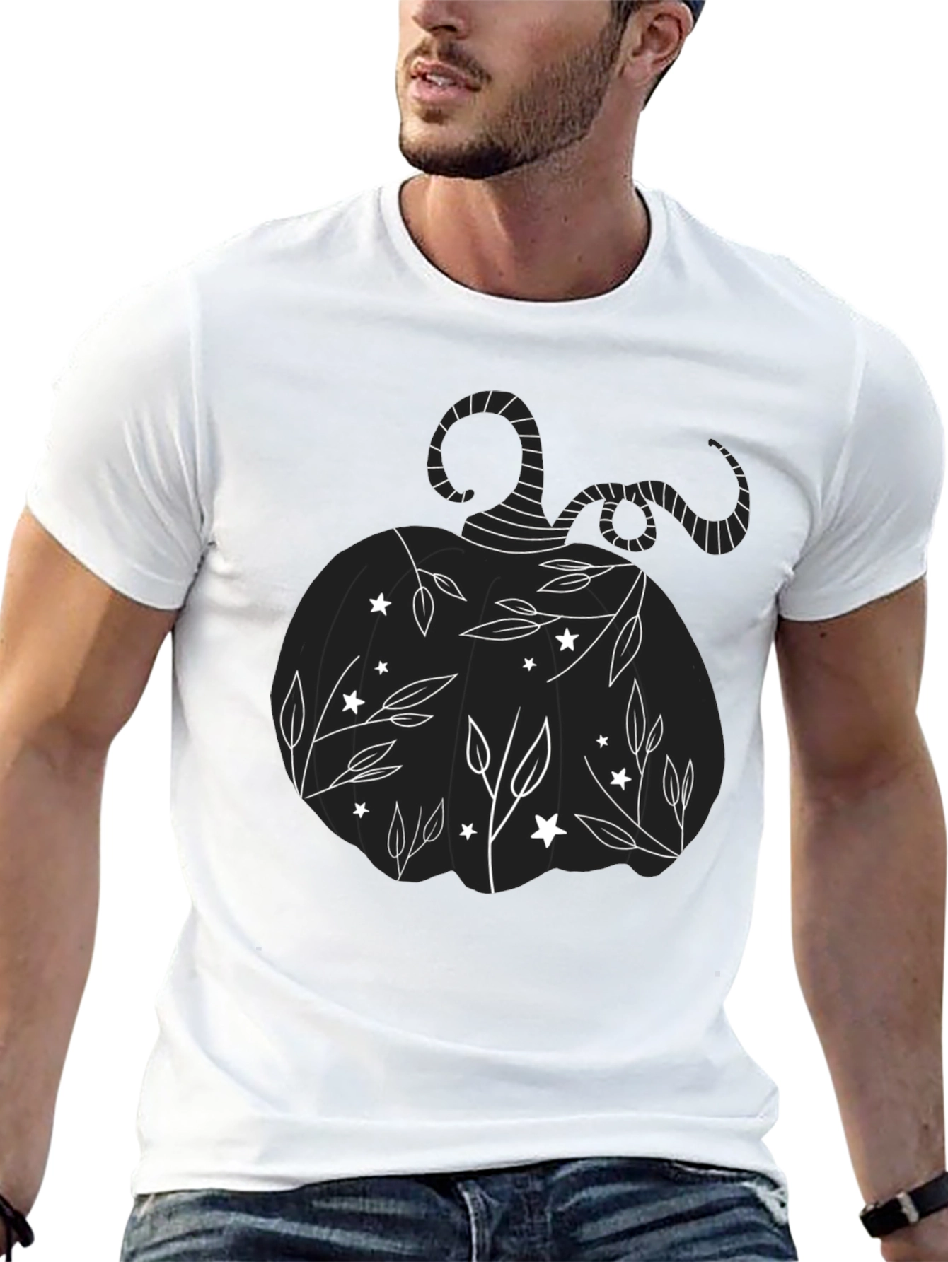 Black Whimsical Pumpkin T-Shirt - Halloween Style view 13