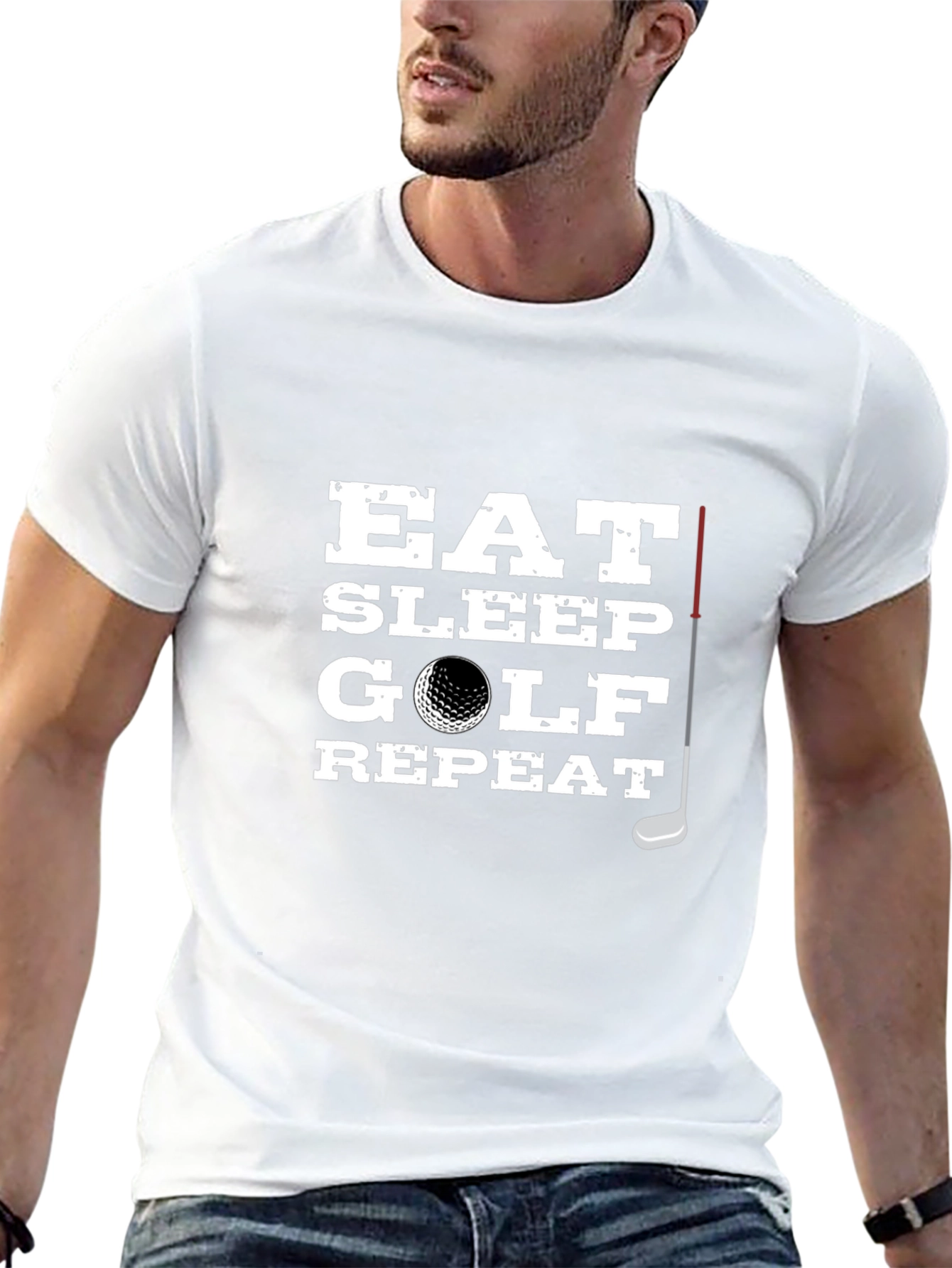 Black Eat Sleep Golf Repeat Black T-Shirt for Golf Lovers view 13