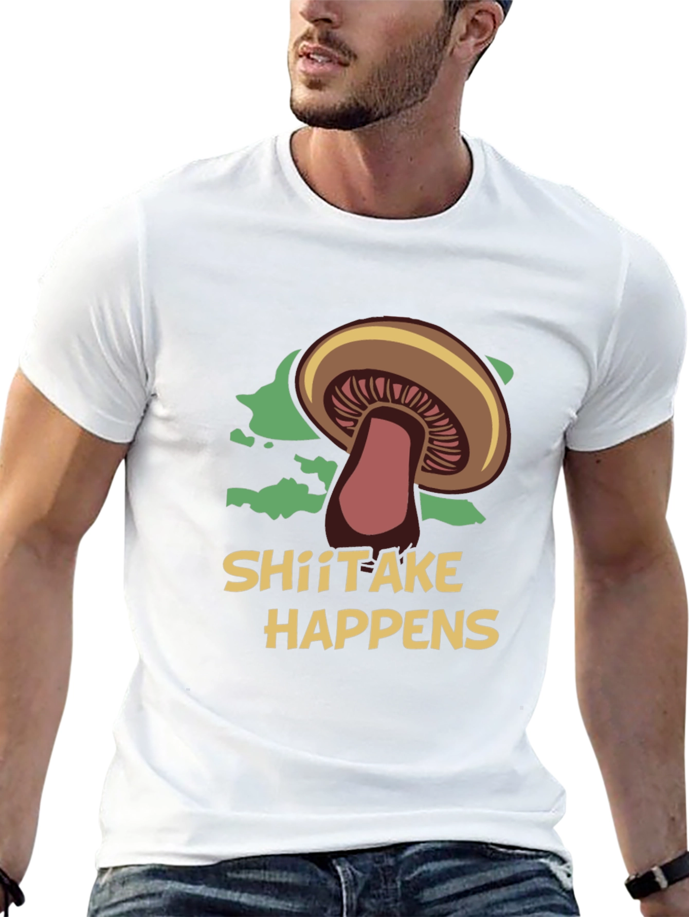 Black Shiitake Happens Funny Mushroom Graphic T-Shirt view 13