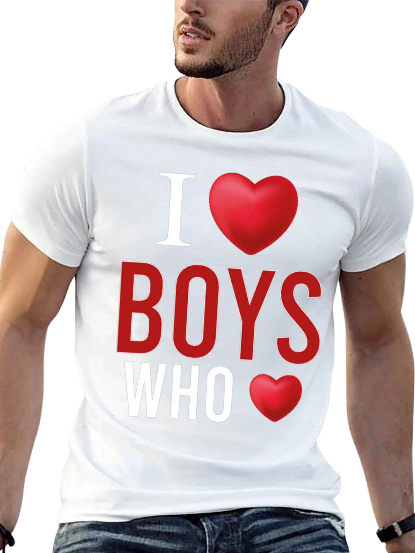 Black I Heart Boys Who T-Shirt - Novelty Graphic Tee view 13