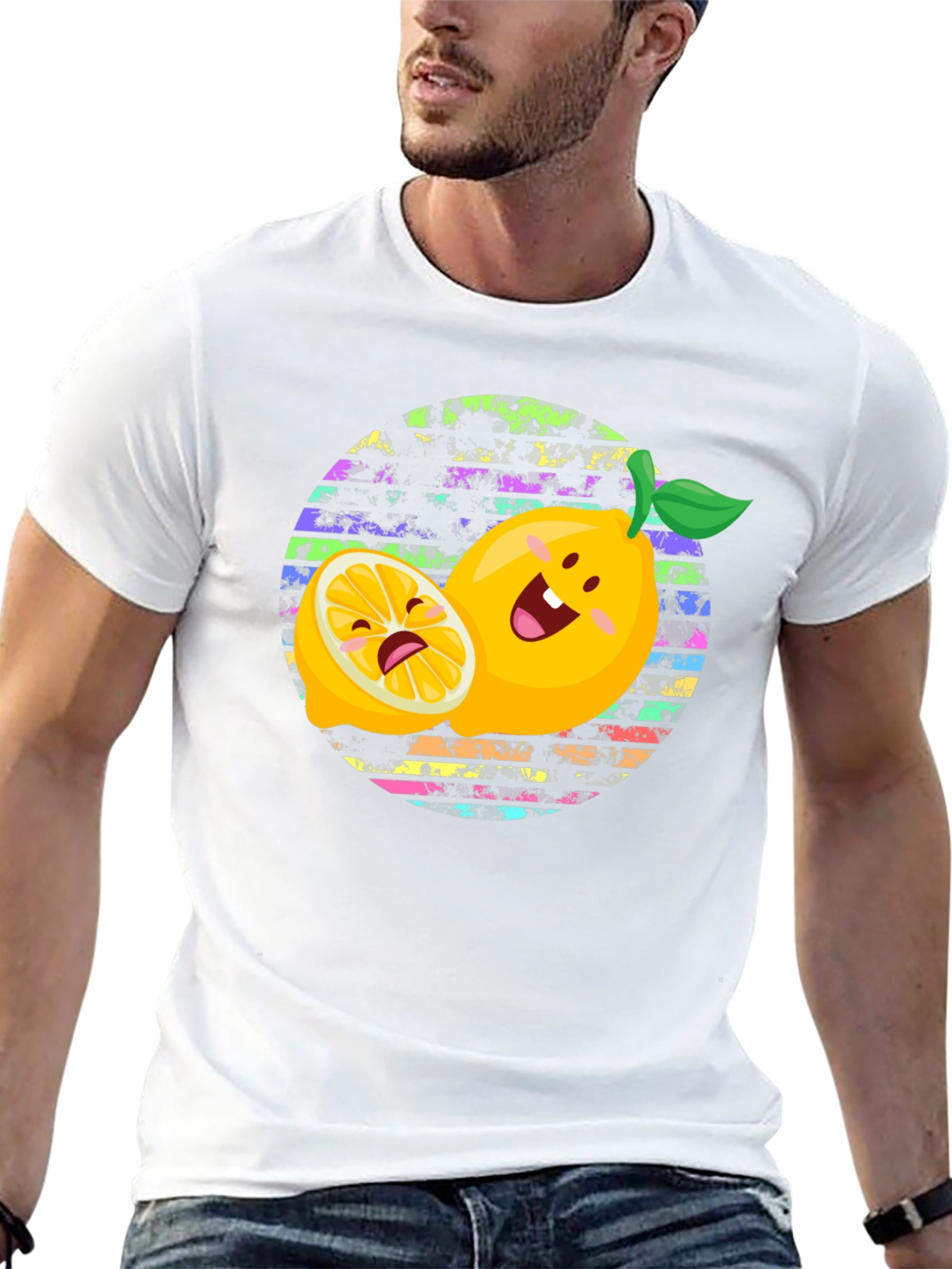 Black Funny Lemon Graphic Tee - Unisex Black T-Shirt view 13