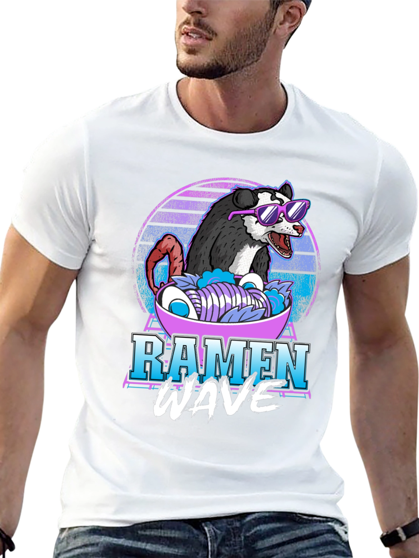 Black Ramen Wave Opossum T-Shirt view 13