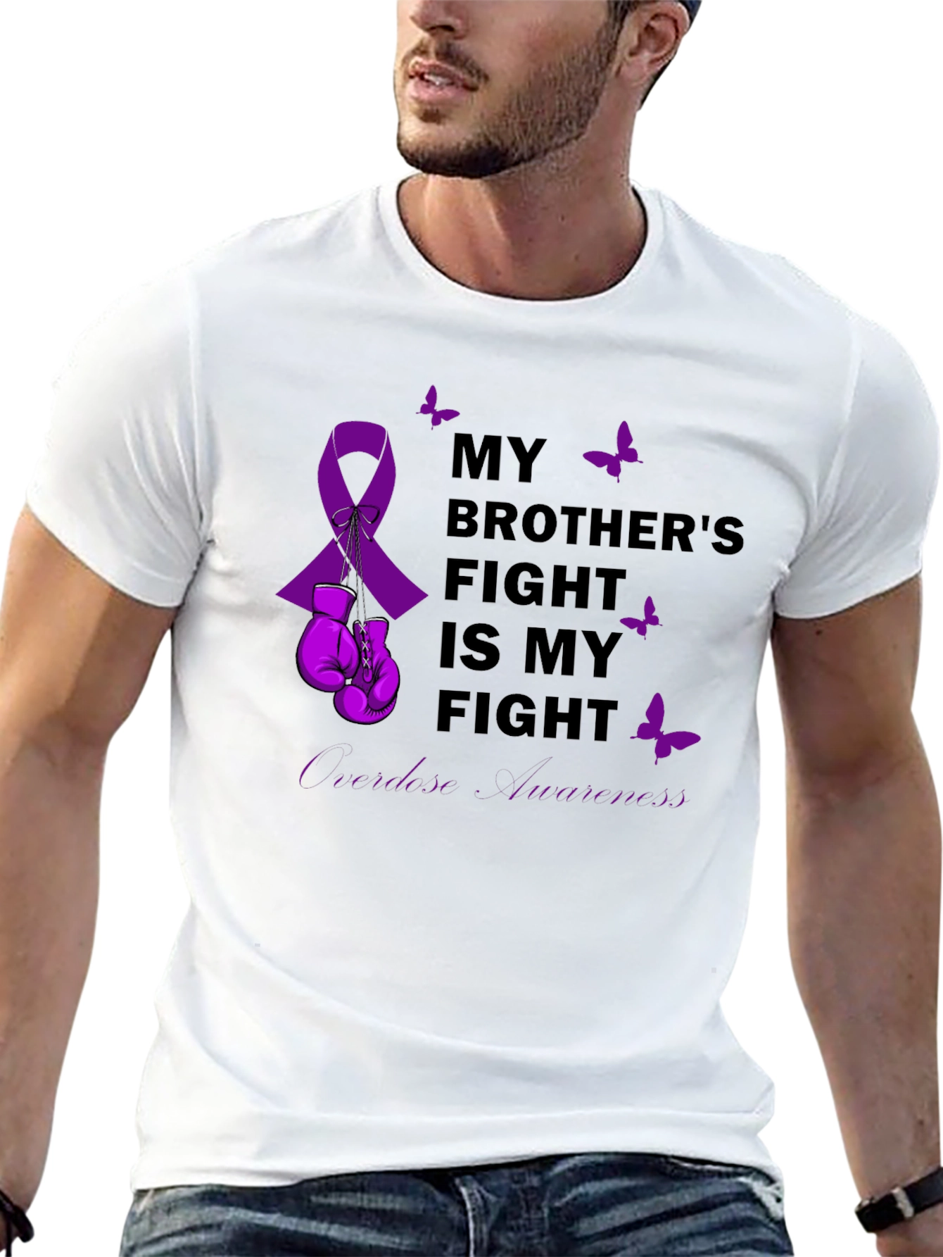 Black Brother's Fight Awareness Ribbon T-Shirt view 13