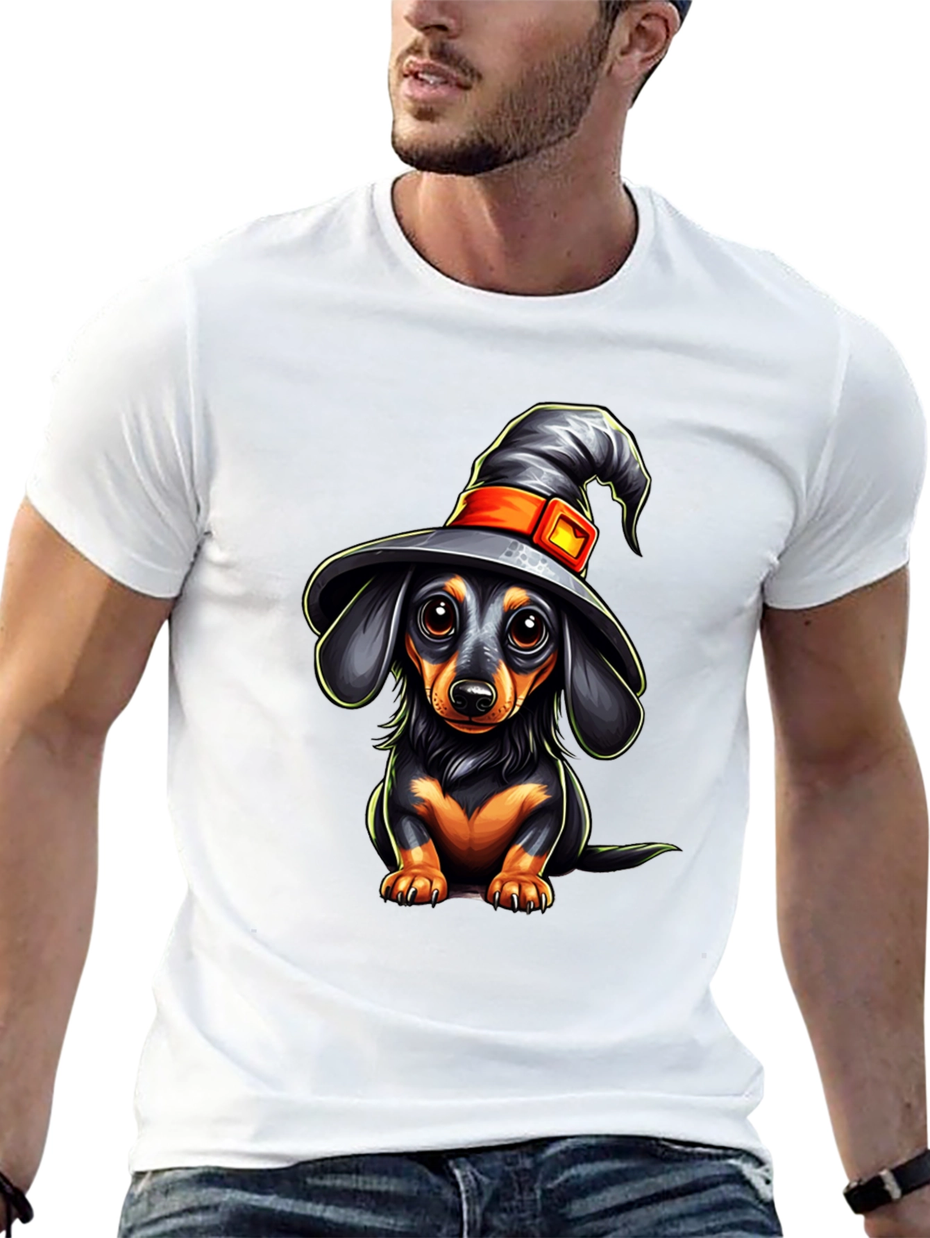 Black Witch Dachshund T-Shirt - Halloween Dog Tee view 13