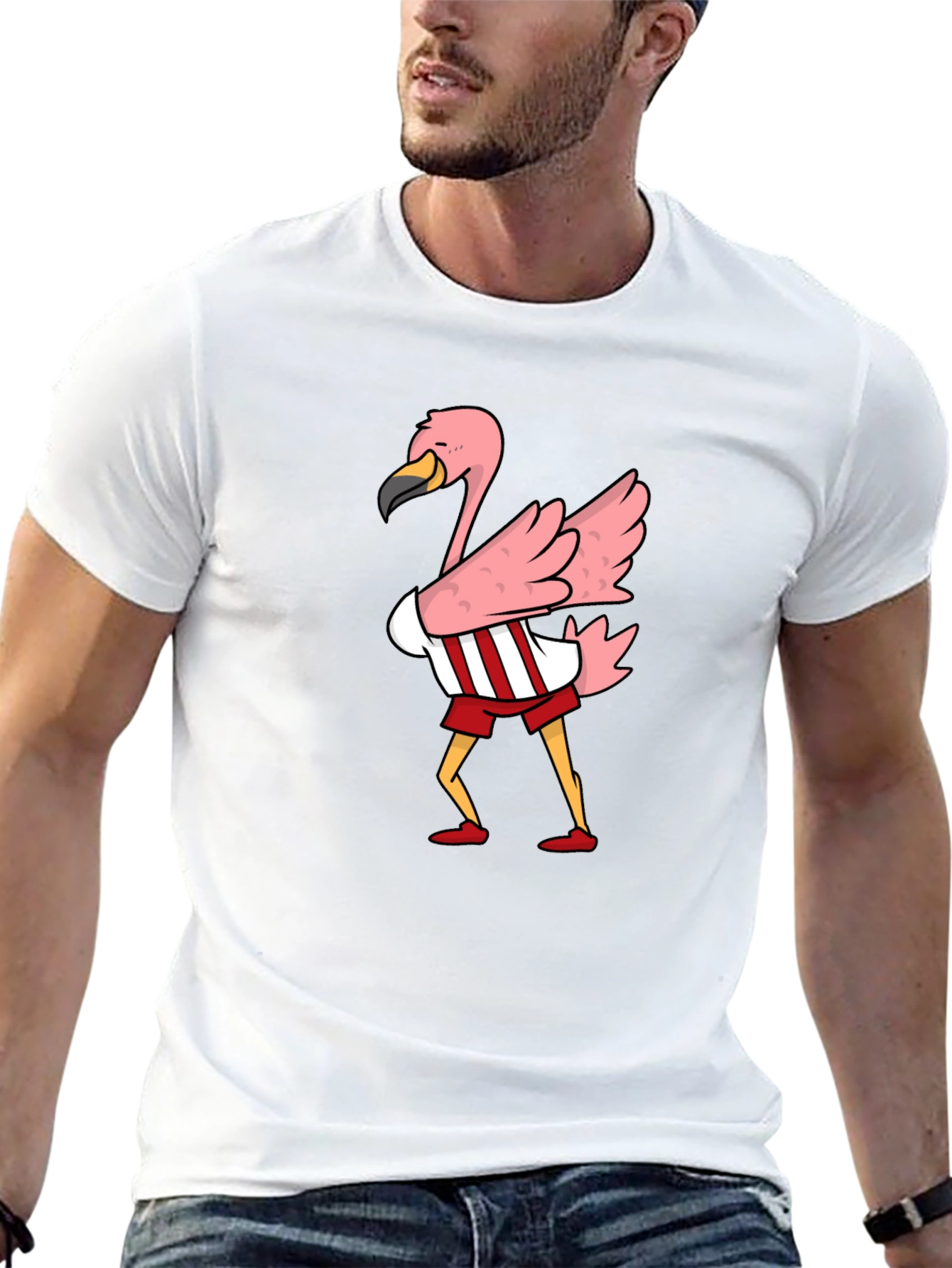 Black Flamingo Cartoon Graphic T-Shirt view 13