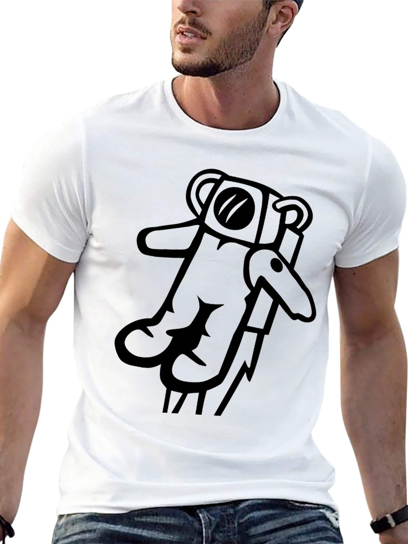 Black Astronaut Bear Graphic Tee - Soft Cotton Black T-Shirt view 13