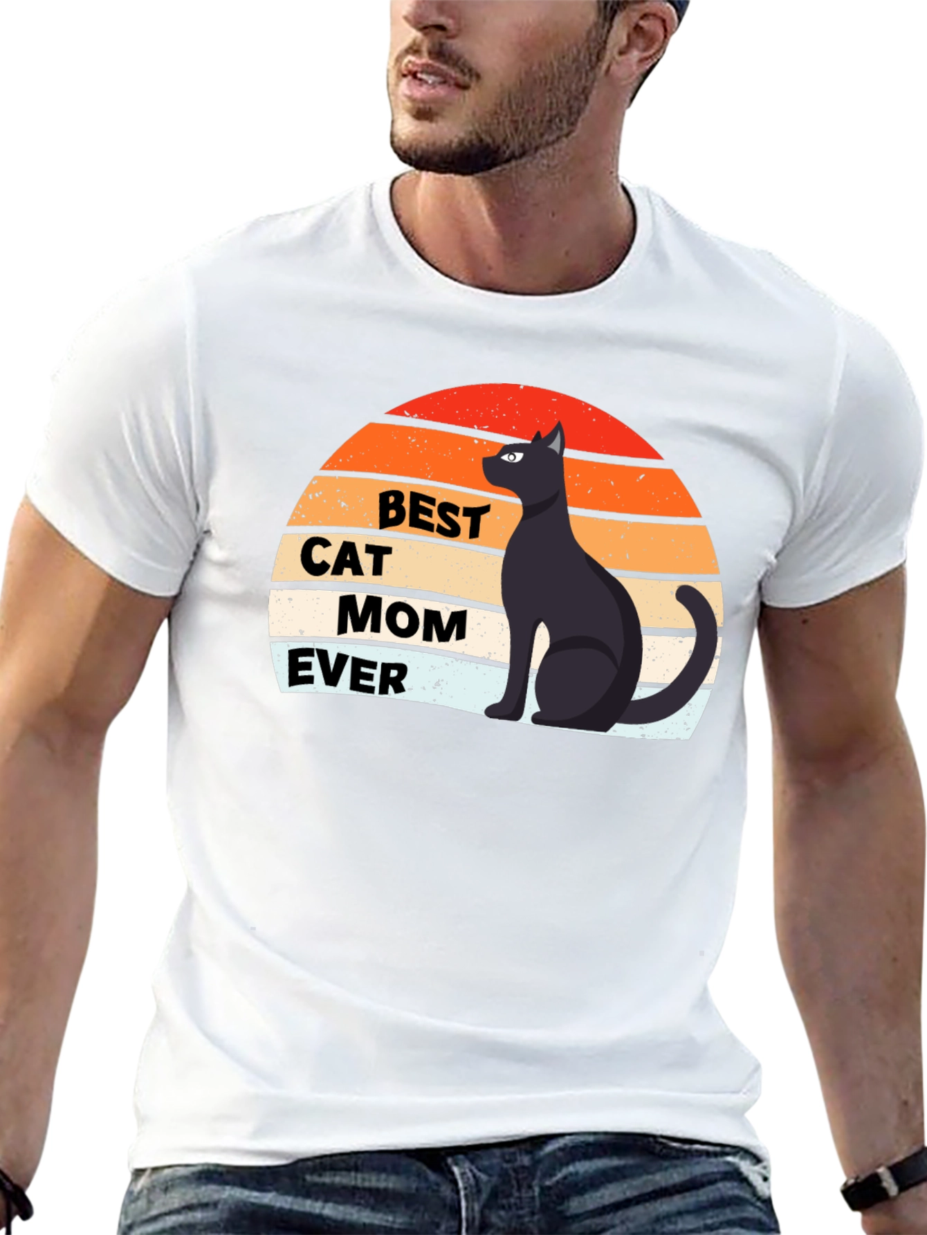 Black Best Cat Mom Ever Graphic Tee view 13