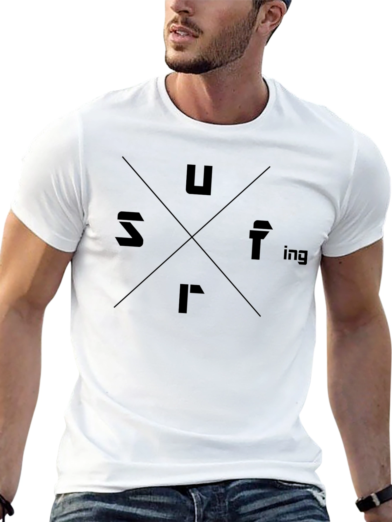 Black SURFing Graphic Tee - Black Cotton T-Shirt view 13