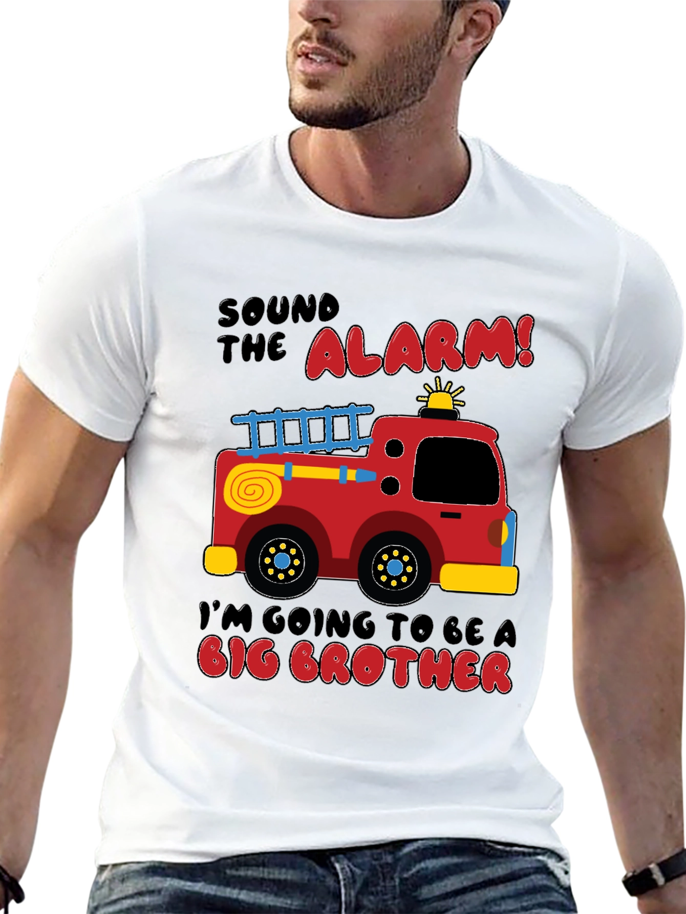 Black Big Brother Firetruck Announcement T-Shirt view 13