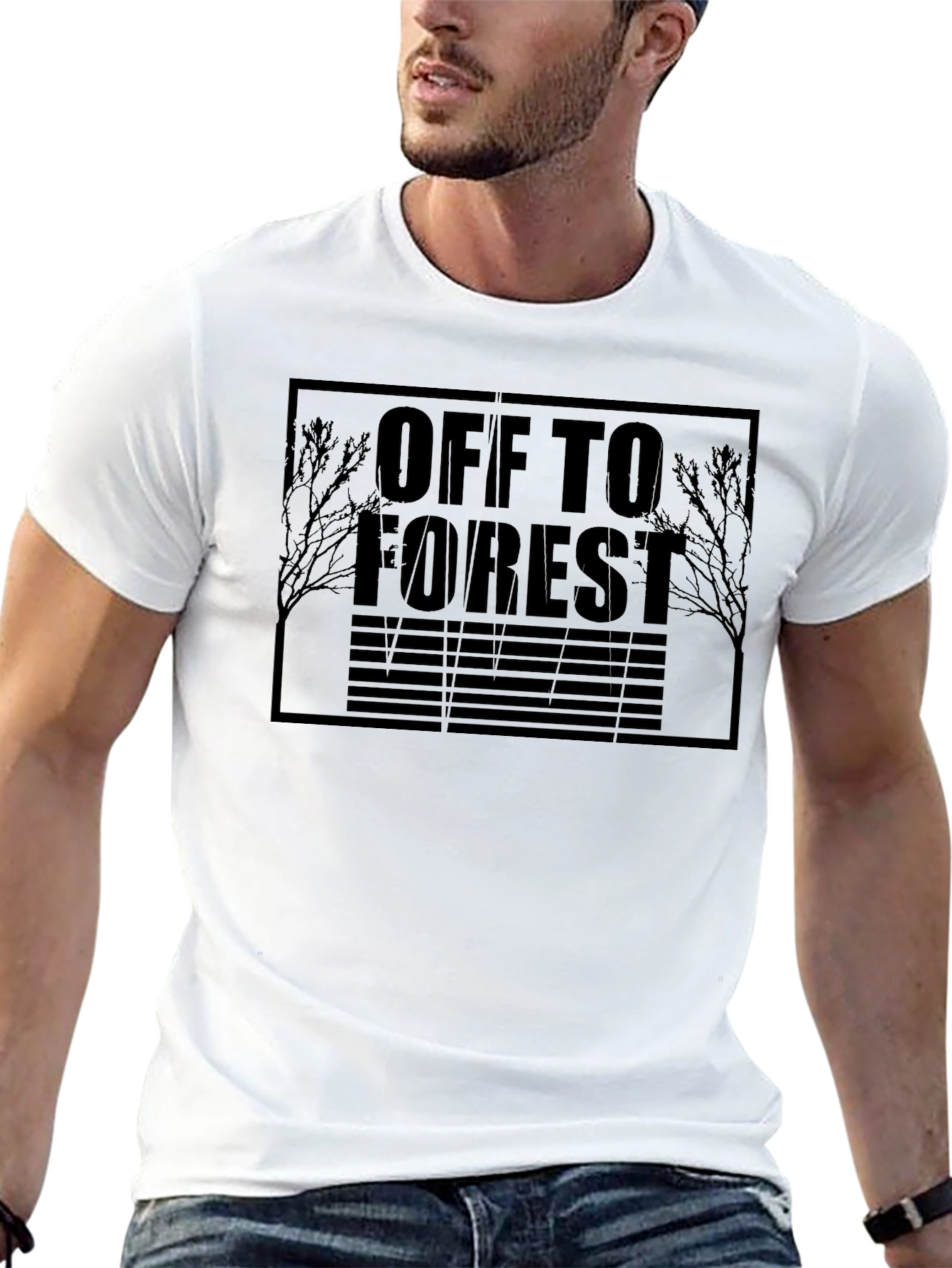Black Off To Forest Black Graphic T-Shirt view 13