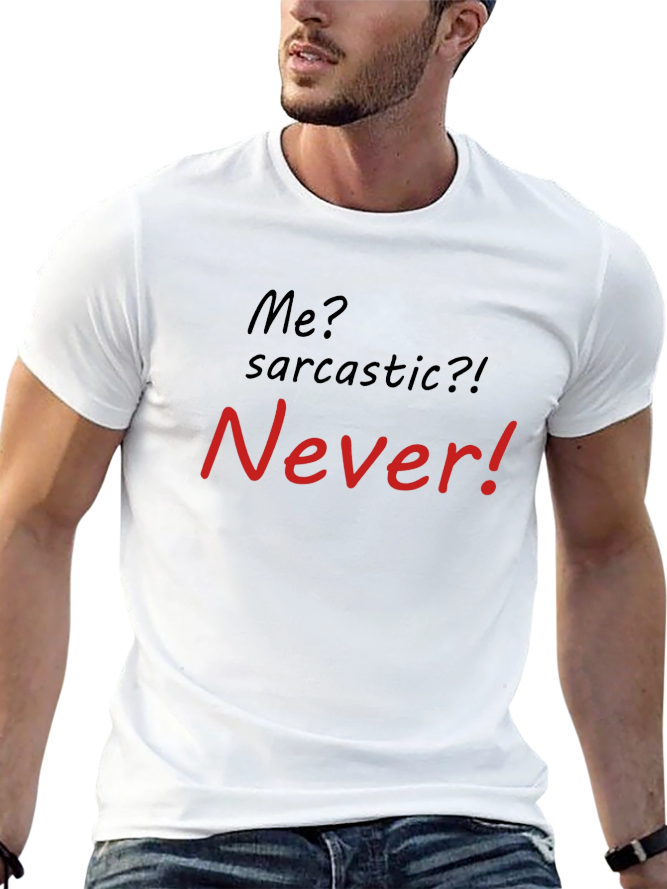 Black Sarcastic? Never! Men's Graphic T-Shirt view 13