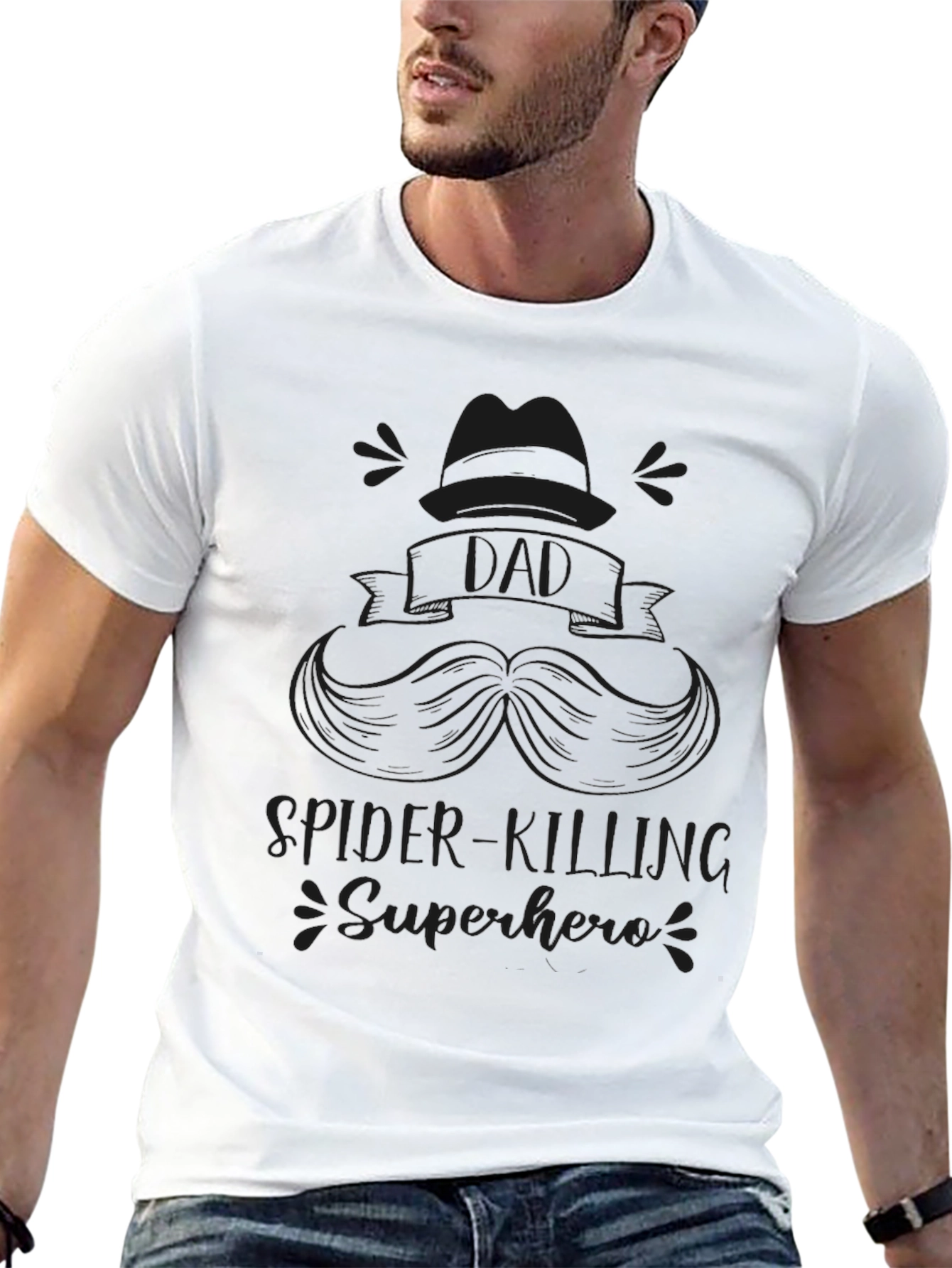 Black Spider Killing Superhero T-Shirt - Novelty Graphic Tee view 13