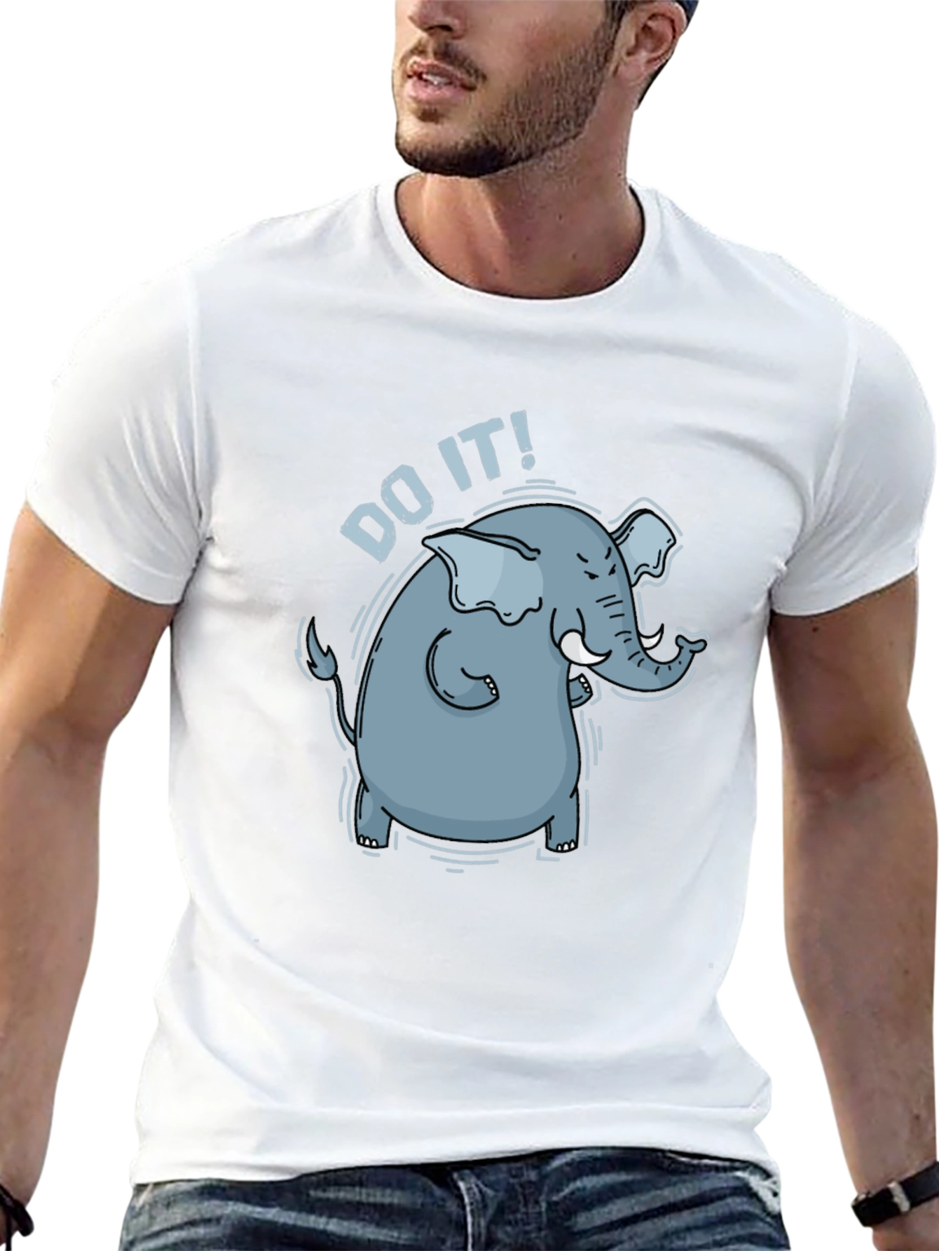 Black Motivational Elephant Graphic Tee - "Do It!" Black T-Shirt view 13