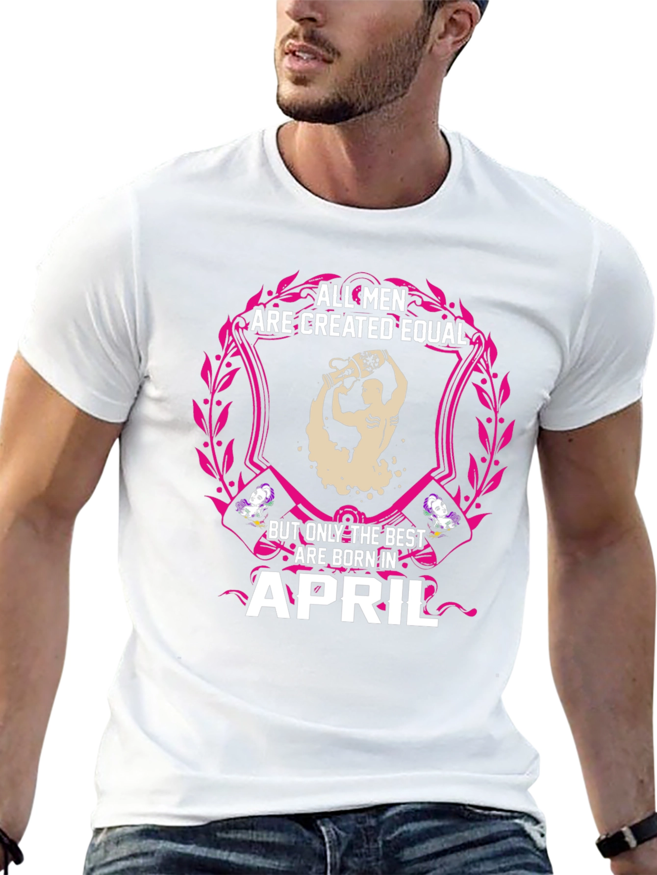 Black All Men Are Created Equal April Birthday T-Shirt view 13