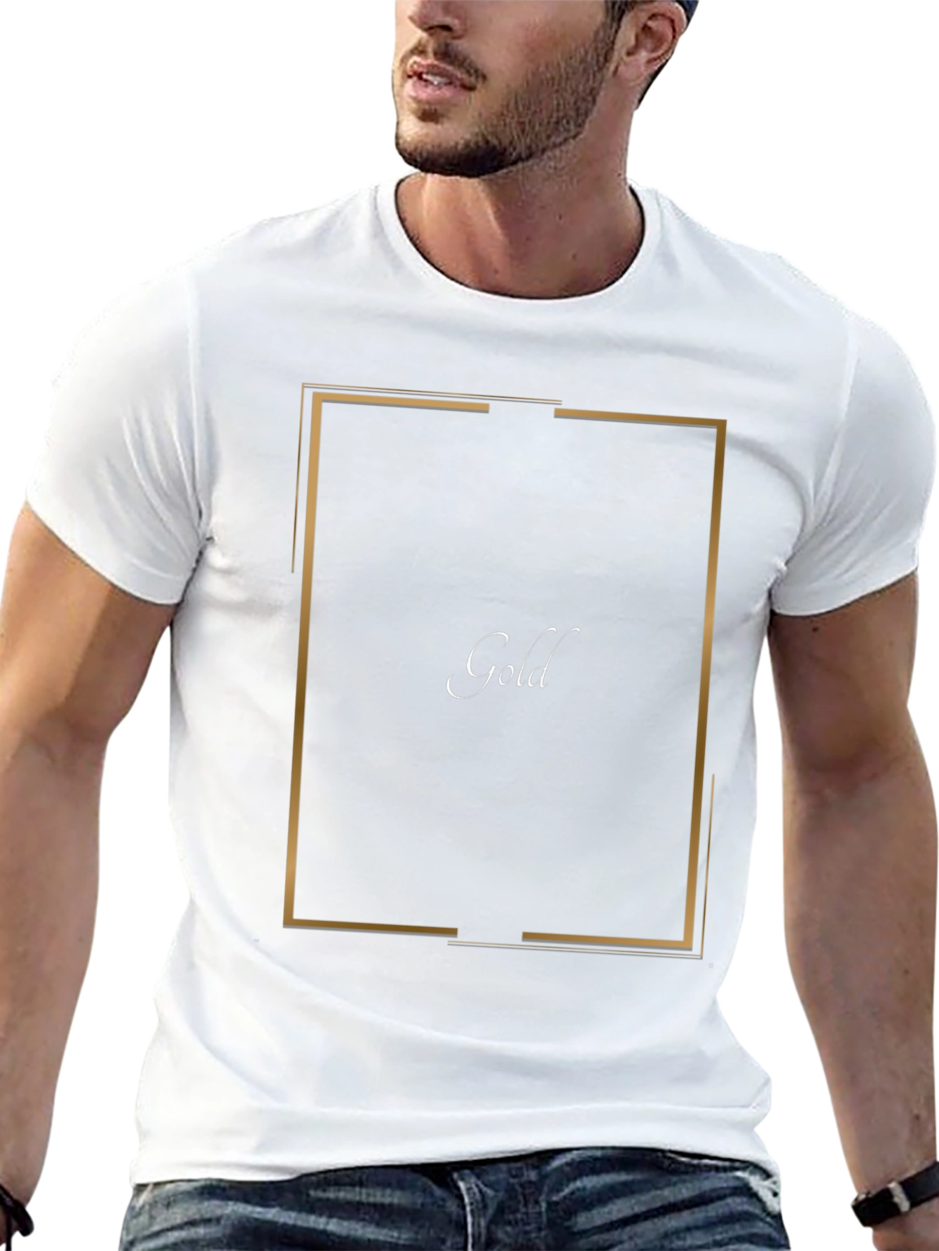 Gold Design Black T-Shirt - Modern Graphic Tee - 13