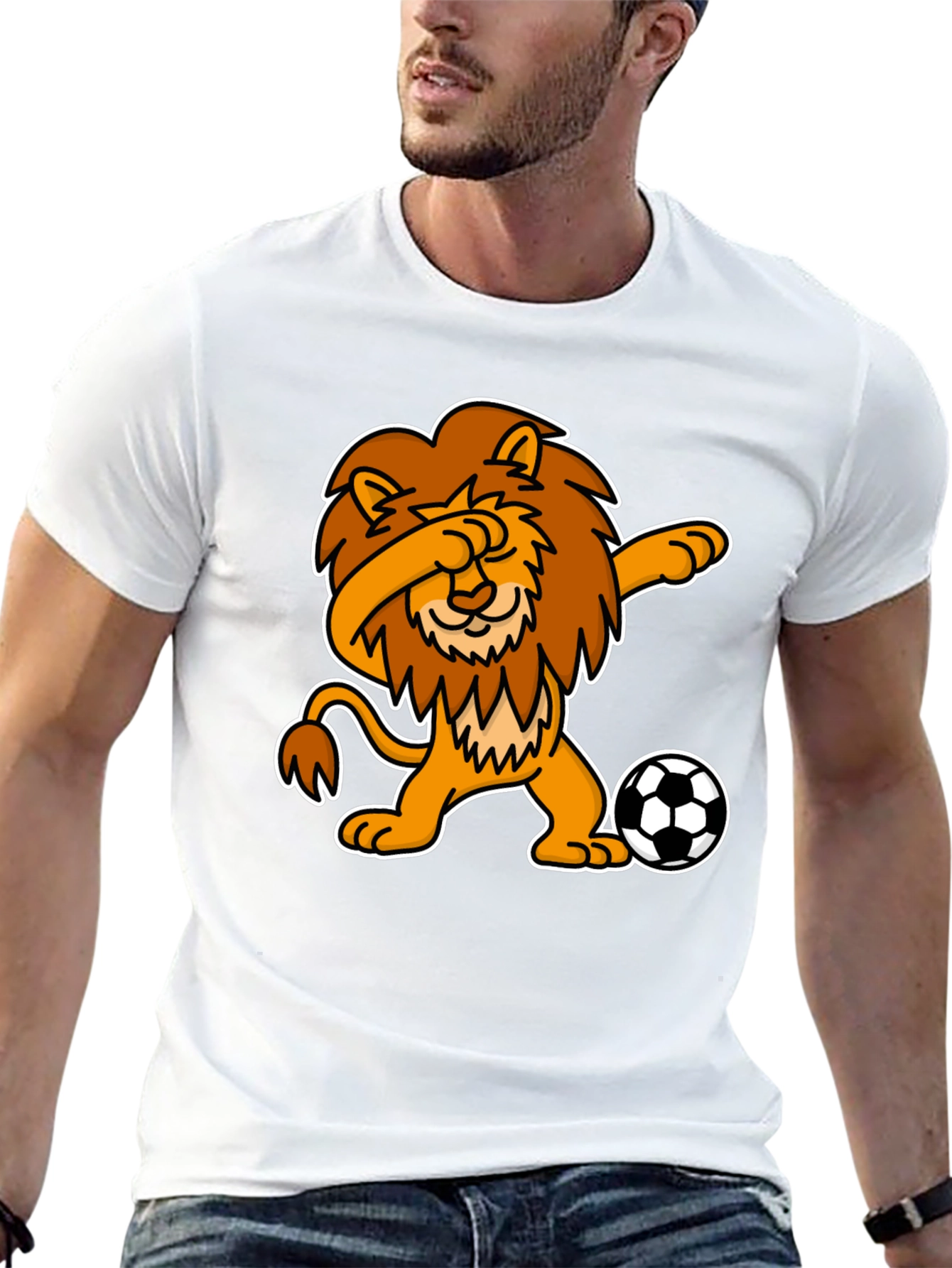 Black Dabbing Lion Soccer T-Shirt - Black view 13