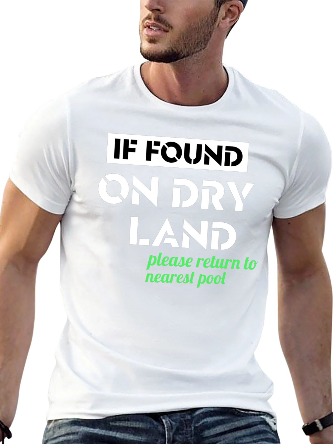 Black Funny Dry Land Pool T-Shirt view 13