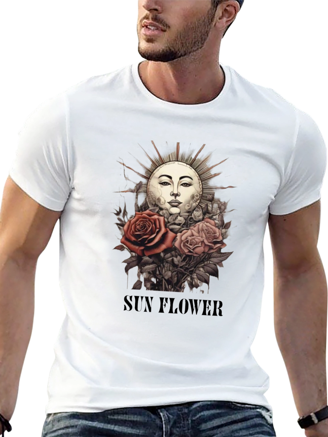 Black Sun Flower Graphic T-Shirt - Unique Design view 13