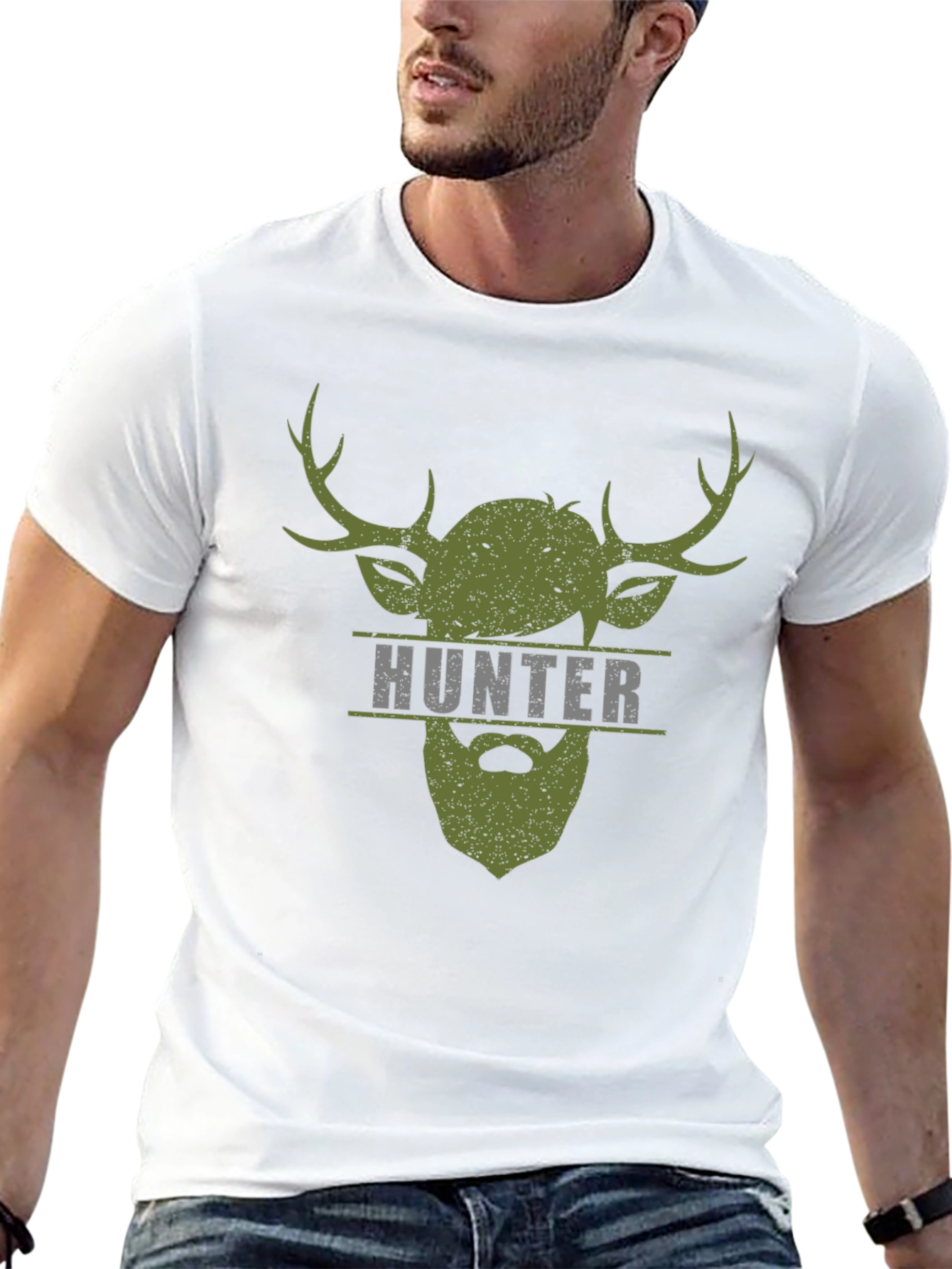 Black Hunter Stag Graphic Tee - Men's Black T-Shirt view 13