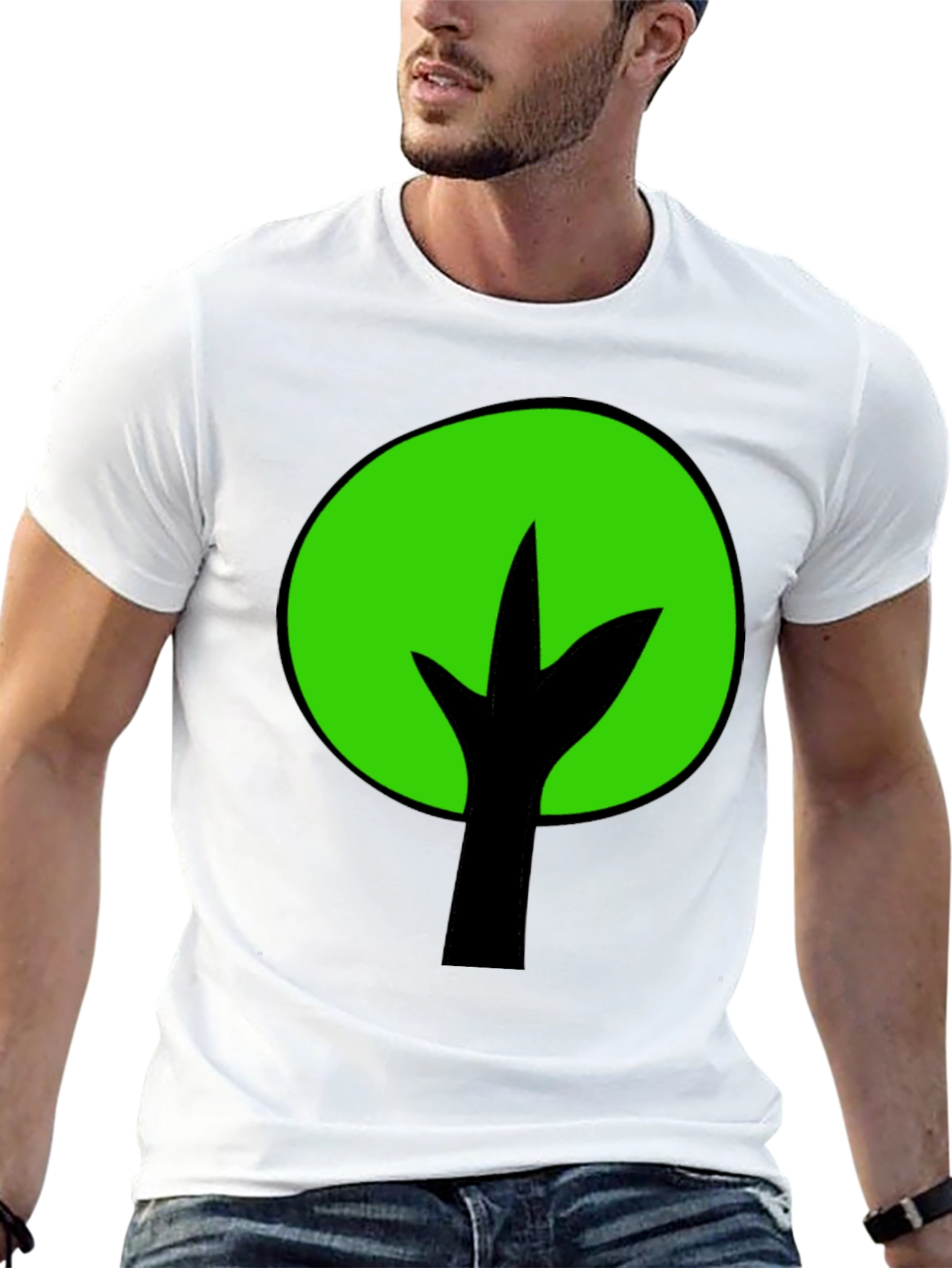 Black Green Tree Graphic Tee - Black Cotton Blend view 13