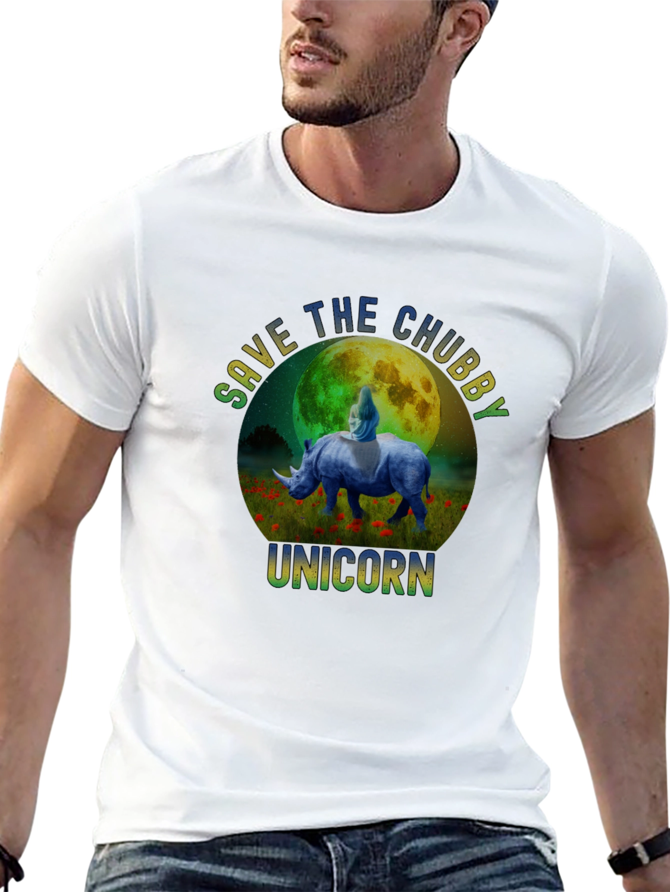 Black Save The Chubby Unicorn Graphic T-Shirt view 13