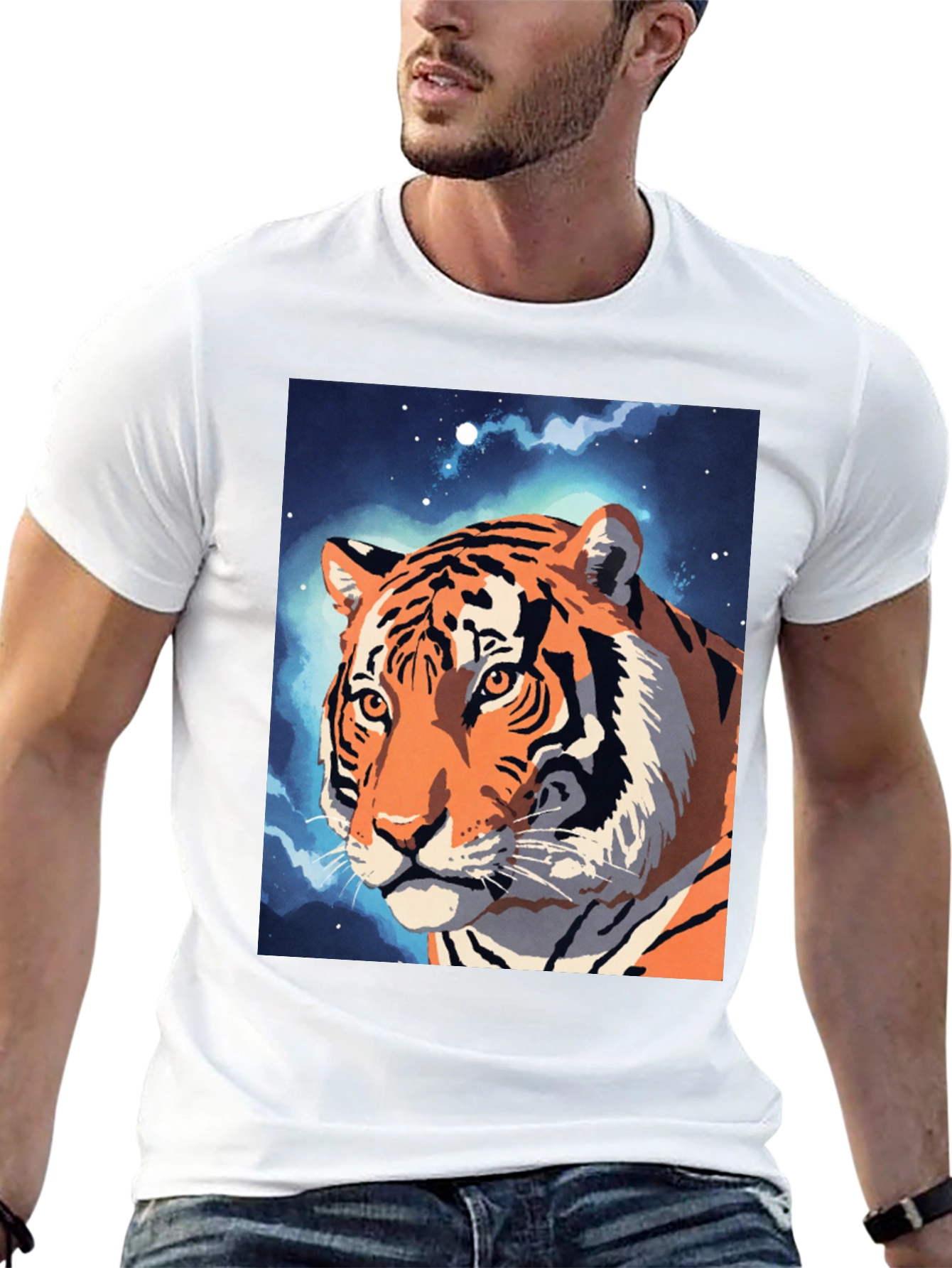 Black Tiger Galaxy Graphic Tee - Cool Animal Design view 13