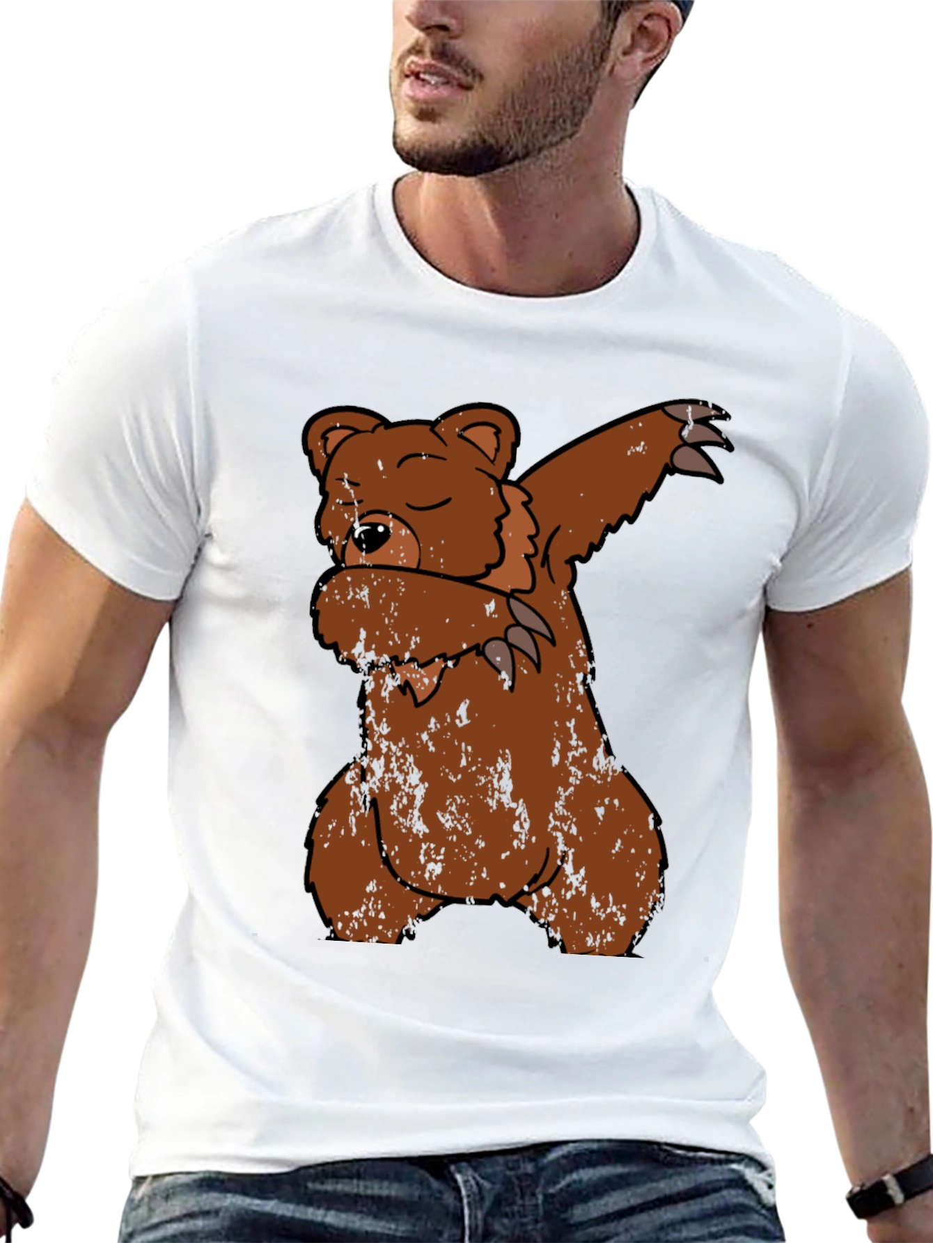Black Dabbing Bear Graphic T-Shirt view 13