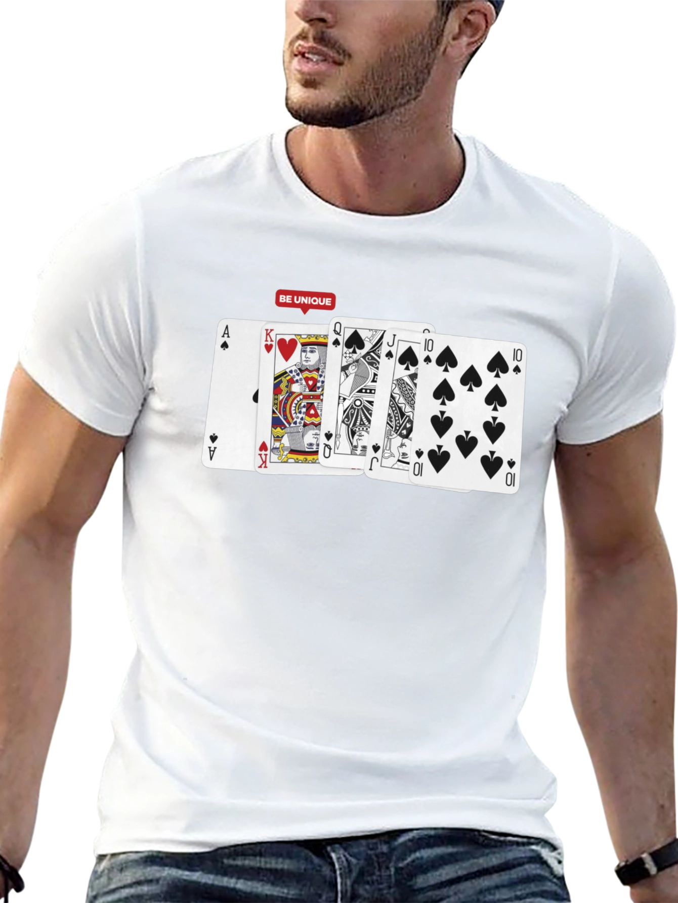 Black Poker Hand T-Shirt: Be Unique Card Design view 13