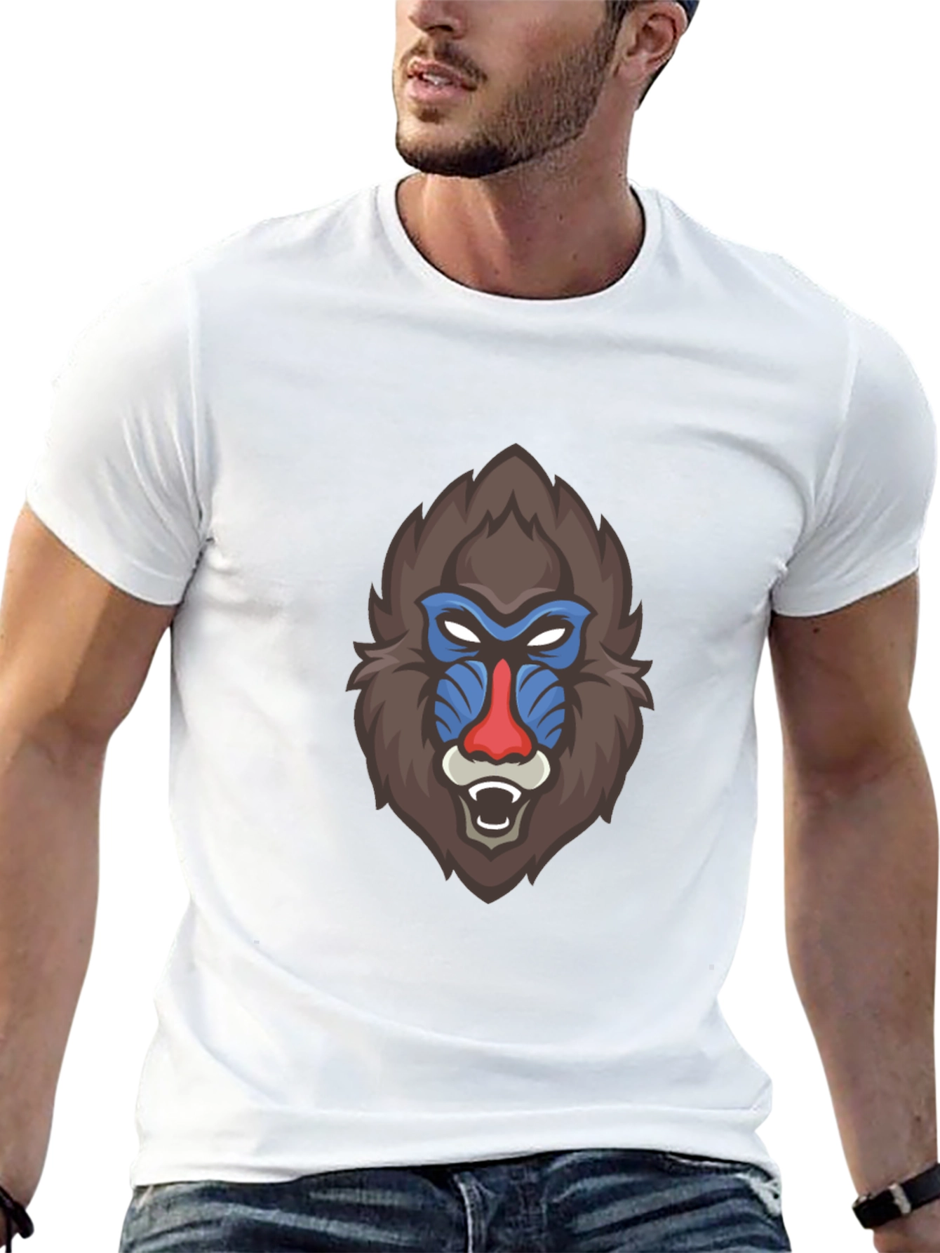 Black Bold Mandrill Graphic Tee - Black Cotton Blend view 13