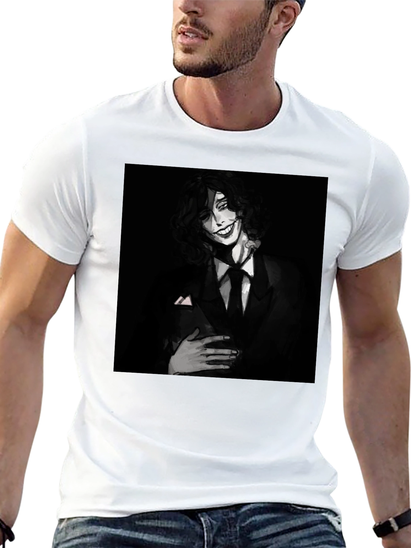 Black Monochrome Joker Graphic Tee - Dark Humor Fashion view 13