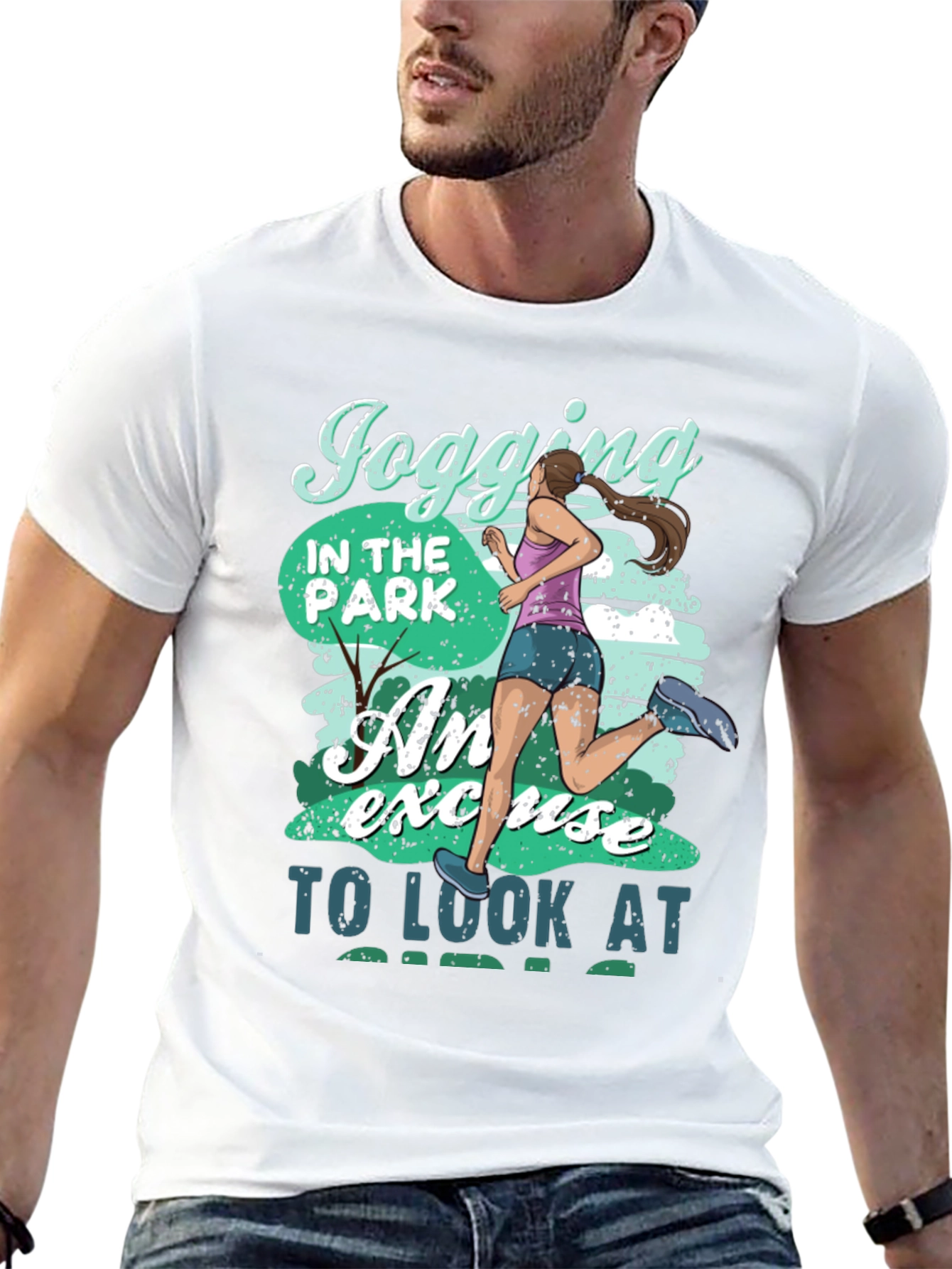 Black Jogging in the Park Funny T-Shirt view 13