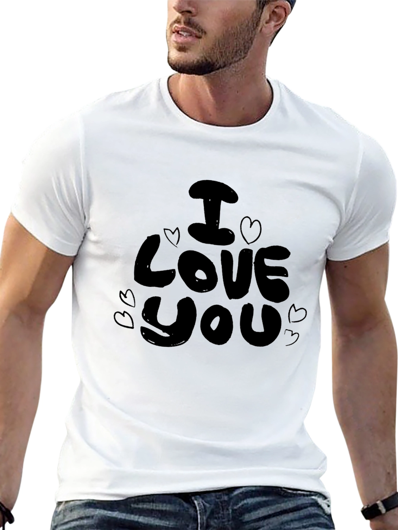 Black I Love You Graphic Black T-Shirt view 13