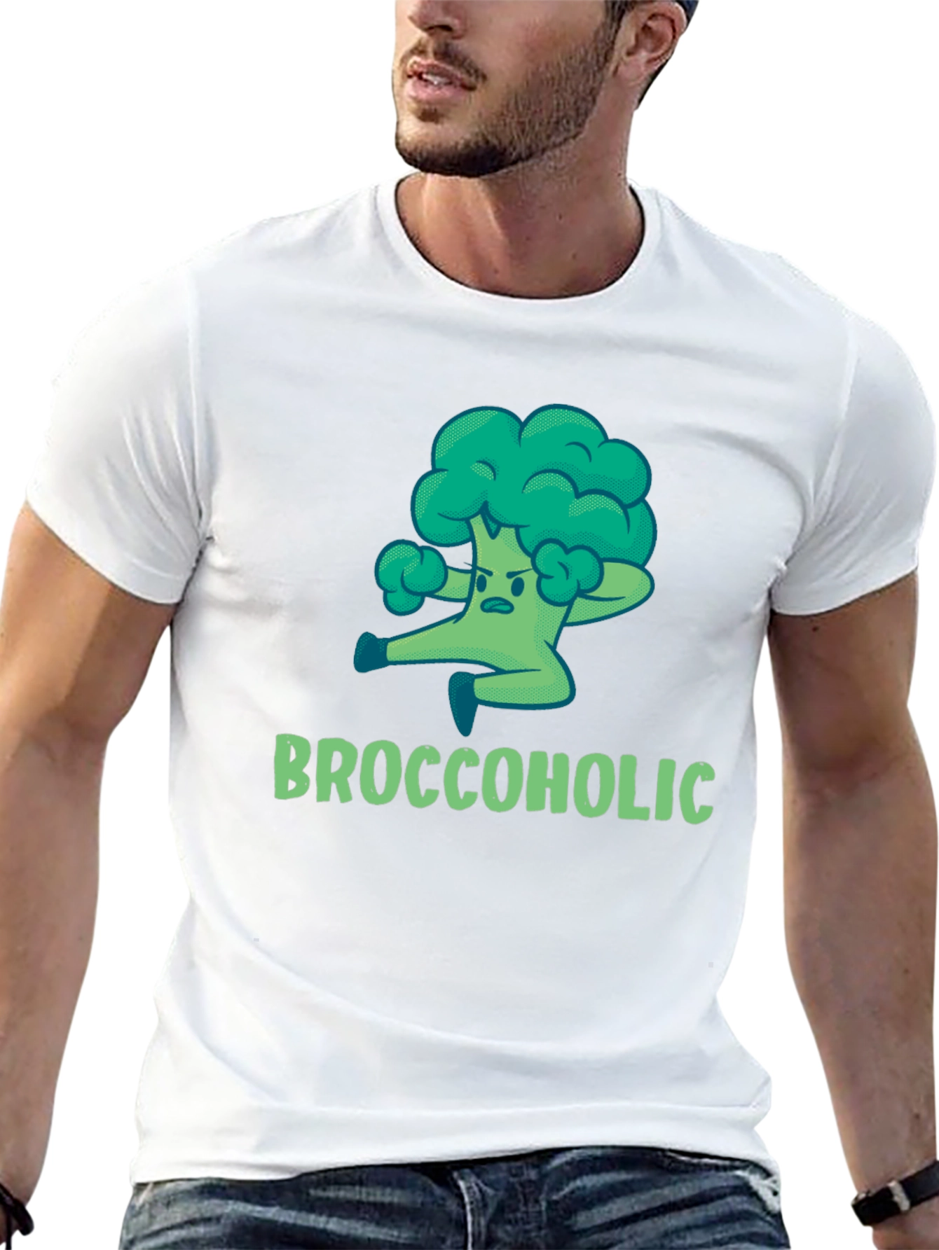 Black Broccoholic T-Shirt: Funny Broccoli Lover Tee view 13