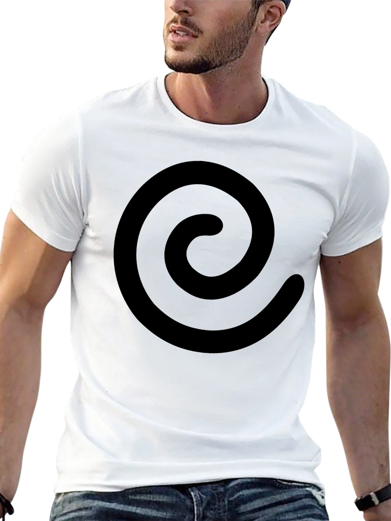 Black Minimalist Swirl Graphic Black T-Shirt view 13