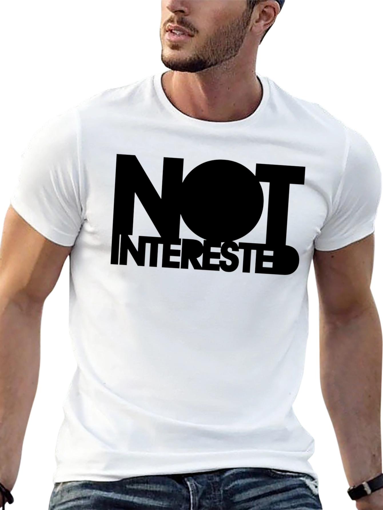 Black Not Interested Graphic T-Shirt - Bold Statement Tee view 13