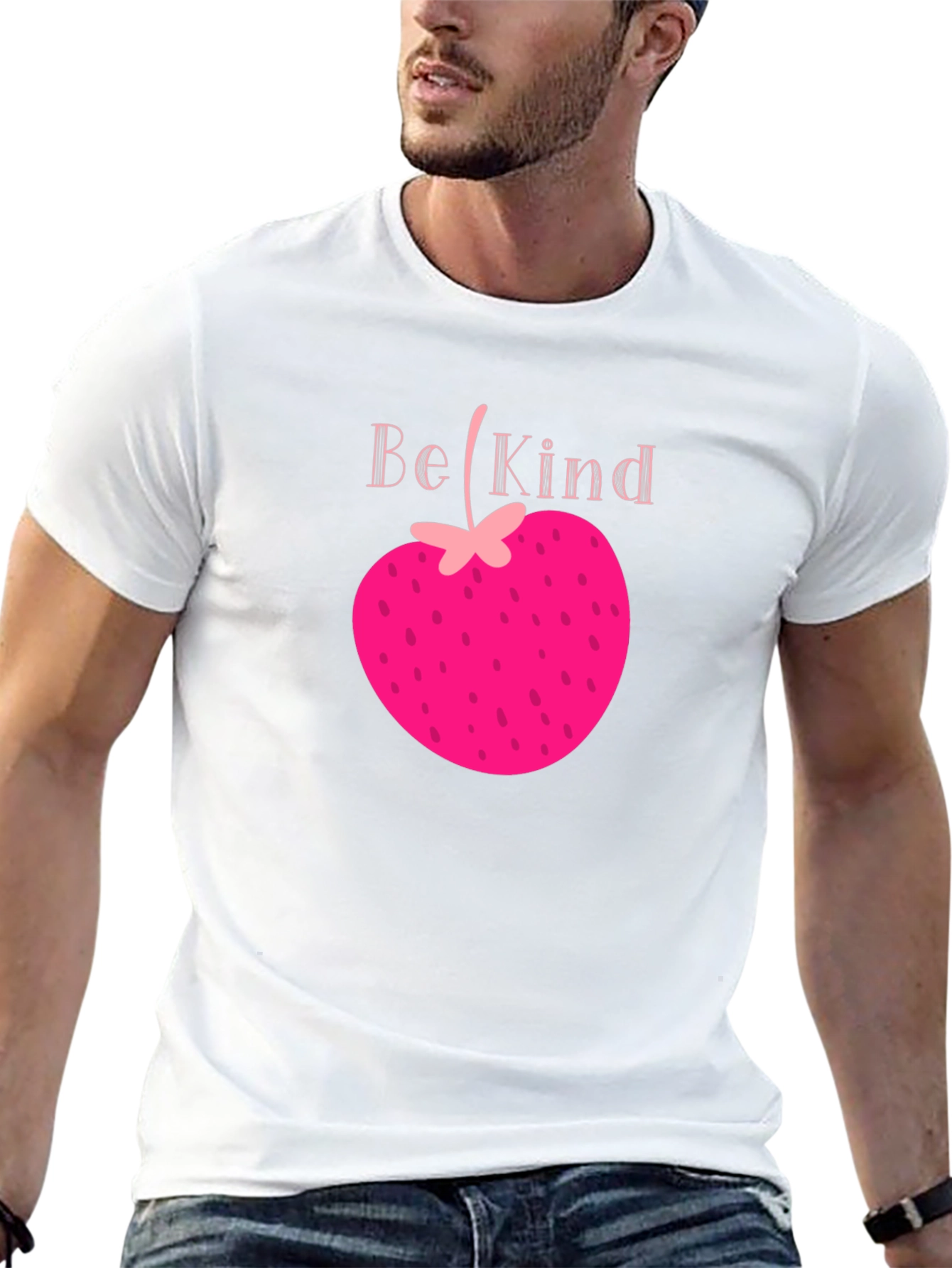 Black Be Kind Strawberry Heart Tee - Black Graphic T-Shirt view 13