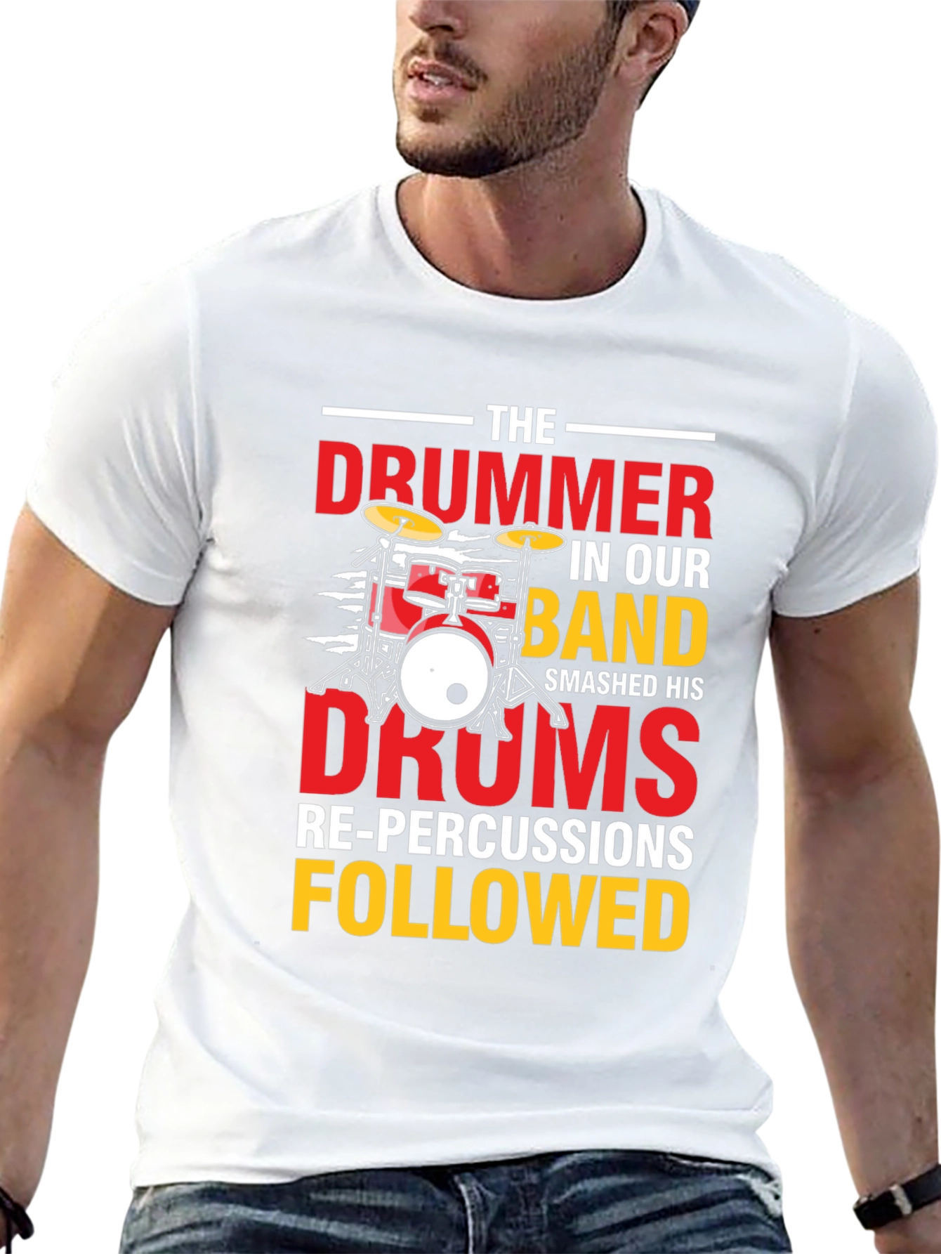Black Drummer T-Shirt - Funny Band Re-Percussions Tee view 13