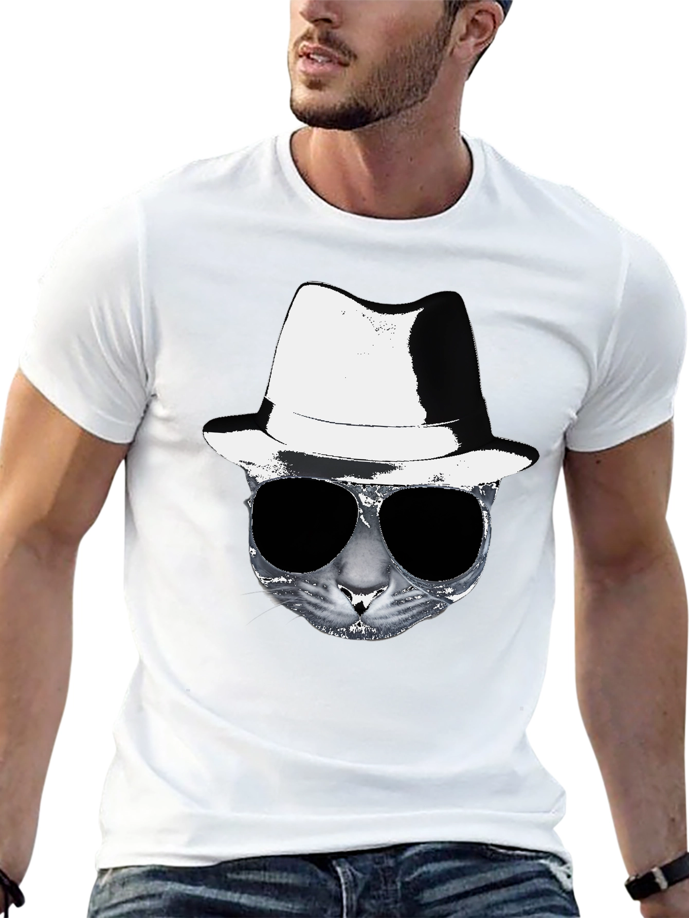 Black Cool Cat Tee - Black Graphic T-Shirt view 13