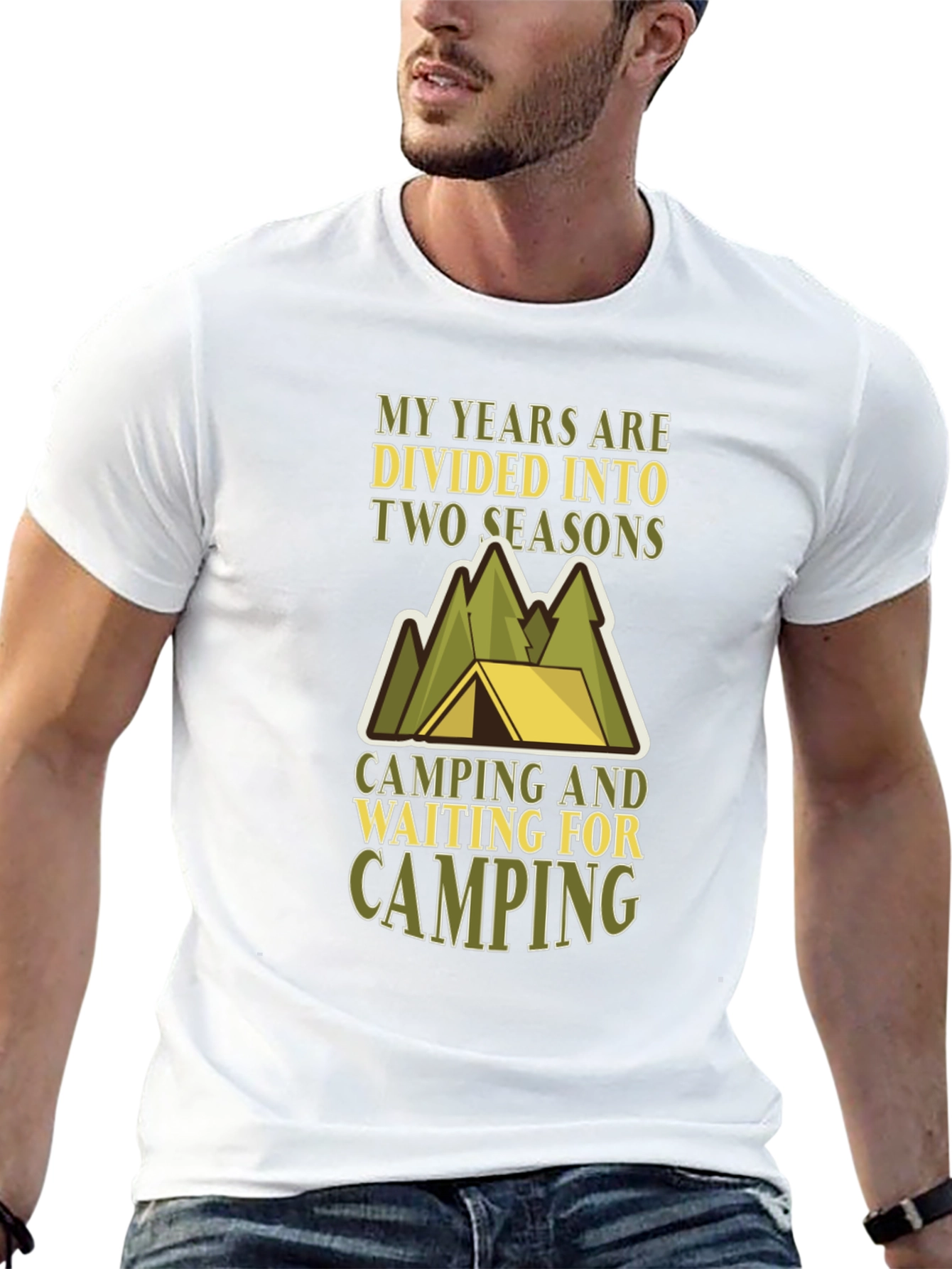 Black Camping Seasons T-Shirt - Funny Outdoor Tee view 13